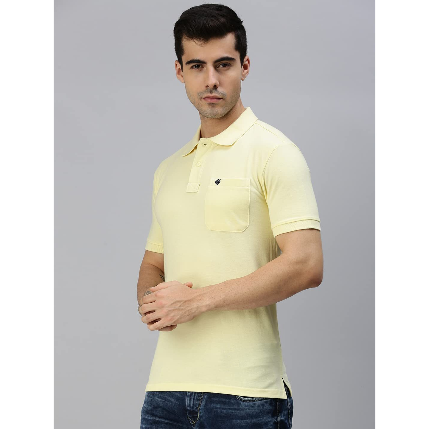 ONN Men's Canary Yellow Half Sleeves Polo Collar T-Shirt with Pocket(Size  X-Small)
