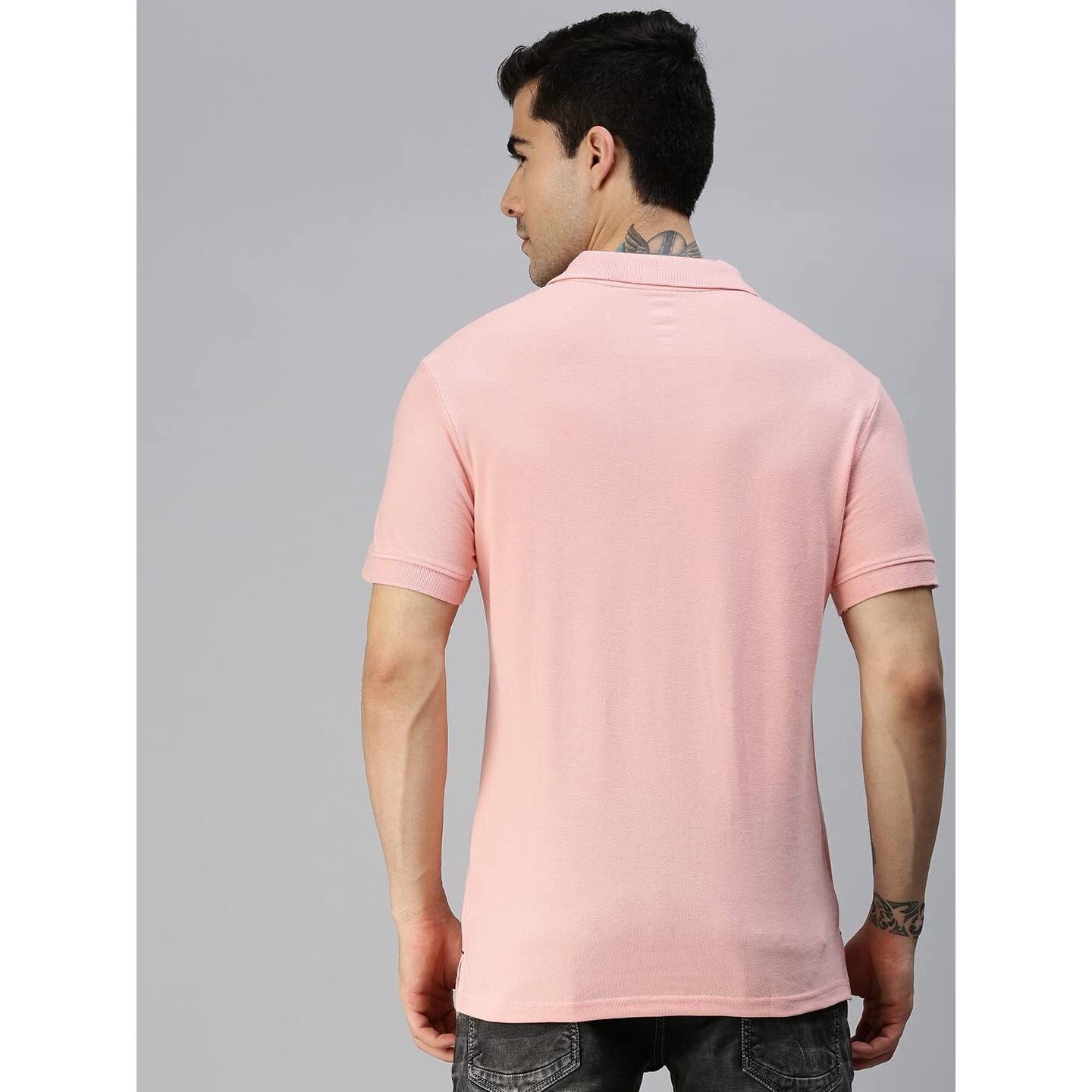 ONN Men's Baby Pink Half Sleeves Polo Collar T-Shirt with Pocket(Size  Small)