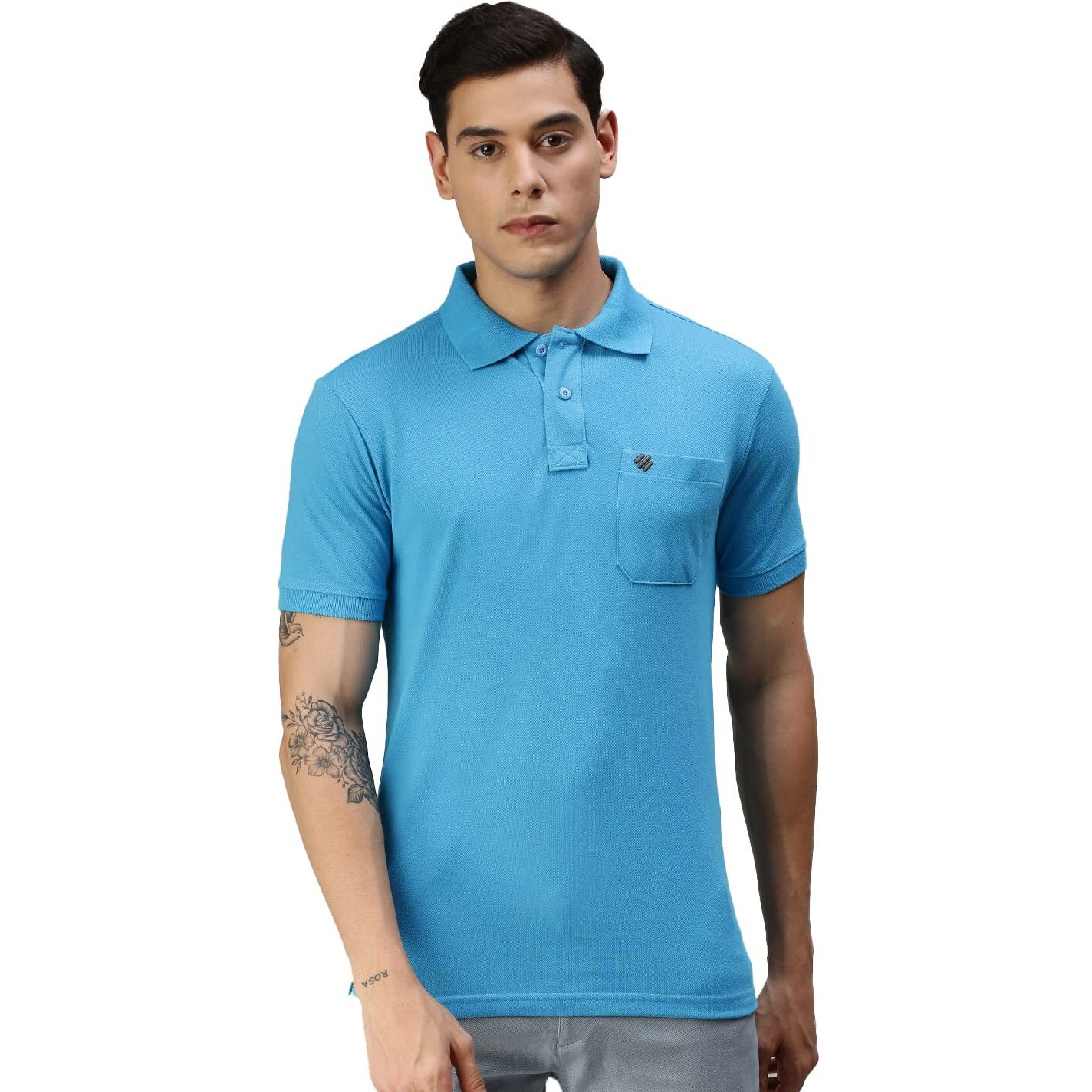 ONN Men's Sapphire Blue Half Sleeves Polo Collar T-Shirt with Pocket(Size  X-Small)