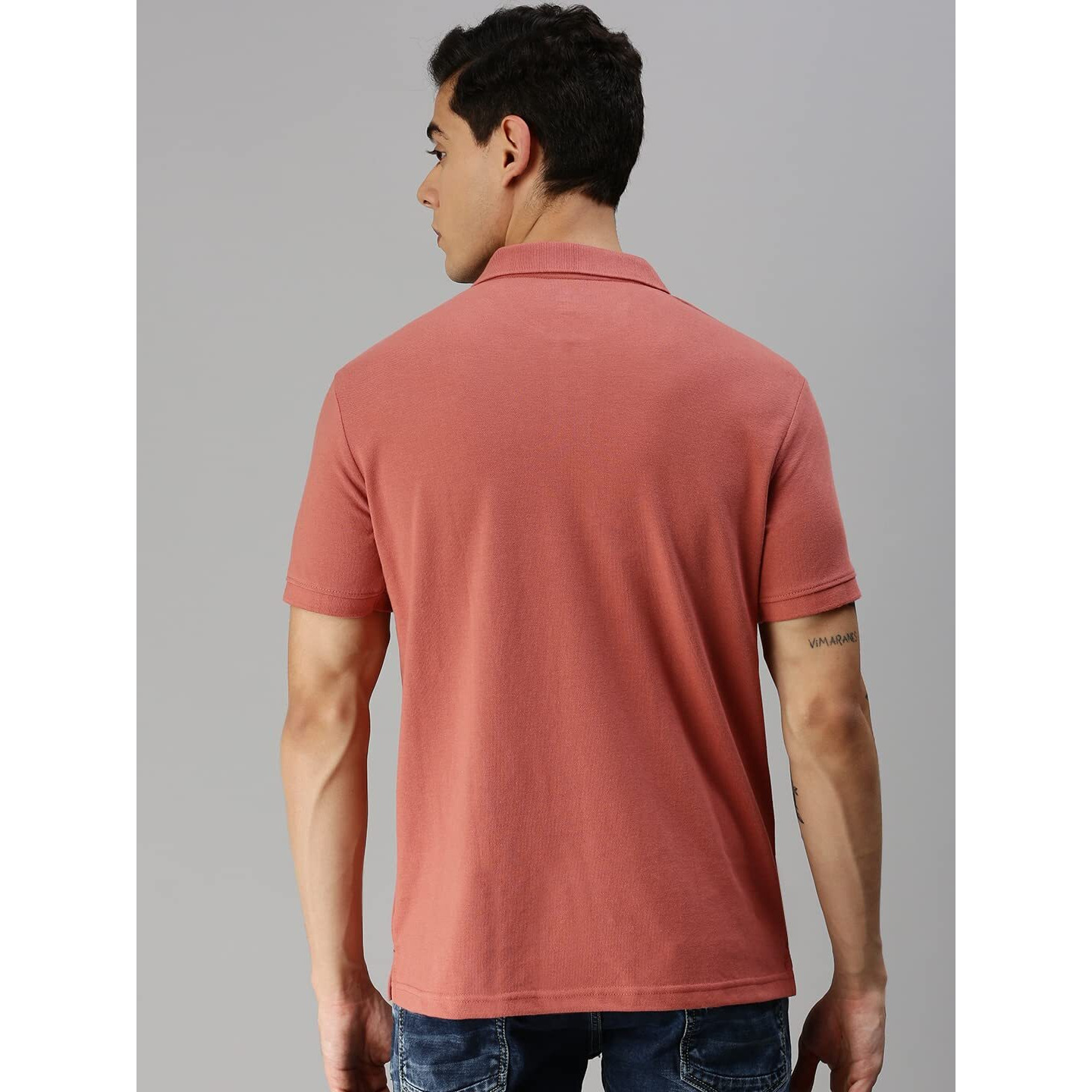 ONN Men's Dusty Pink Half Sleeves Polo Collar T-Shirt with Pocket(Size  Small)