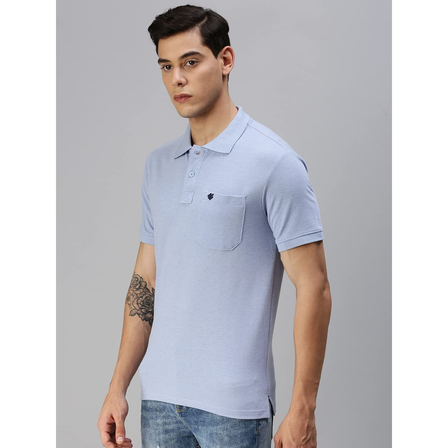ONN Men's Blue Mist Half Sleeves Polo Collar T-Shirt with Pocket(Size  4X-Large)