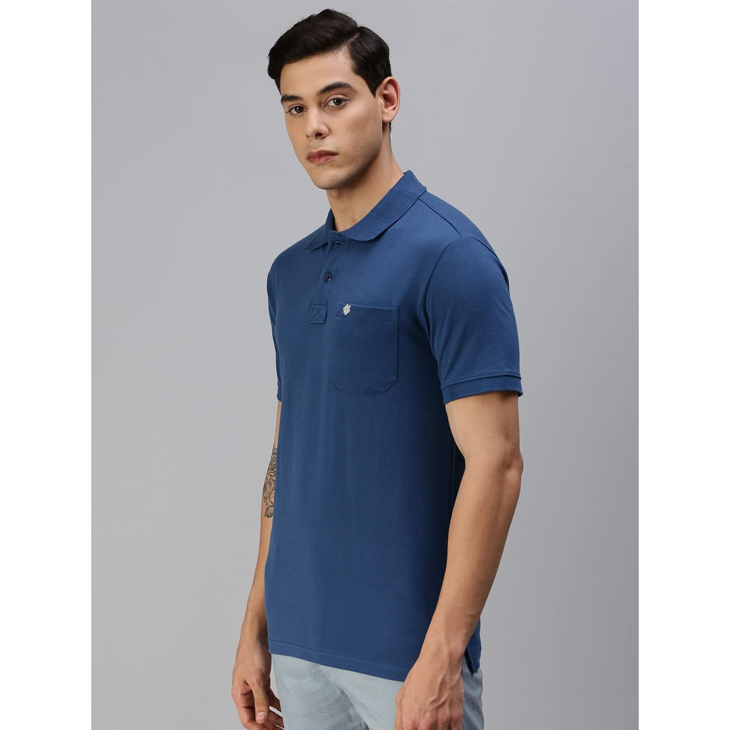 ONN Men's Azure Half Sleeves Polo Collar T-Shirt with Pocket(Size  Medium)