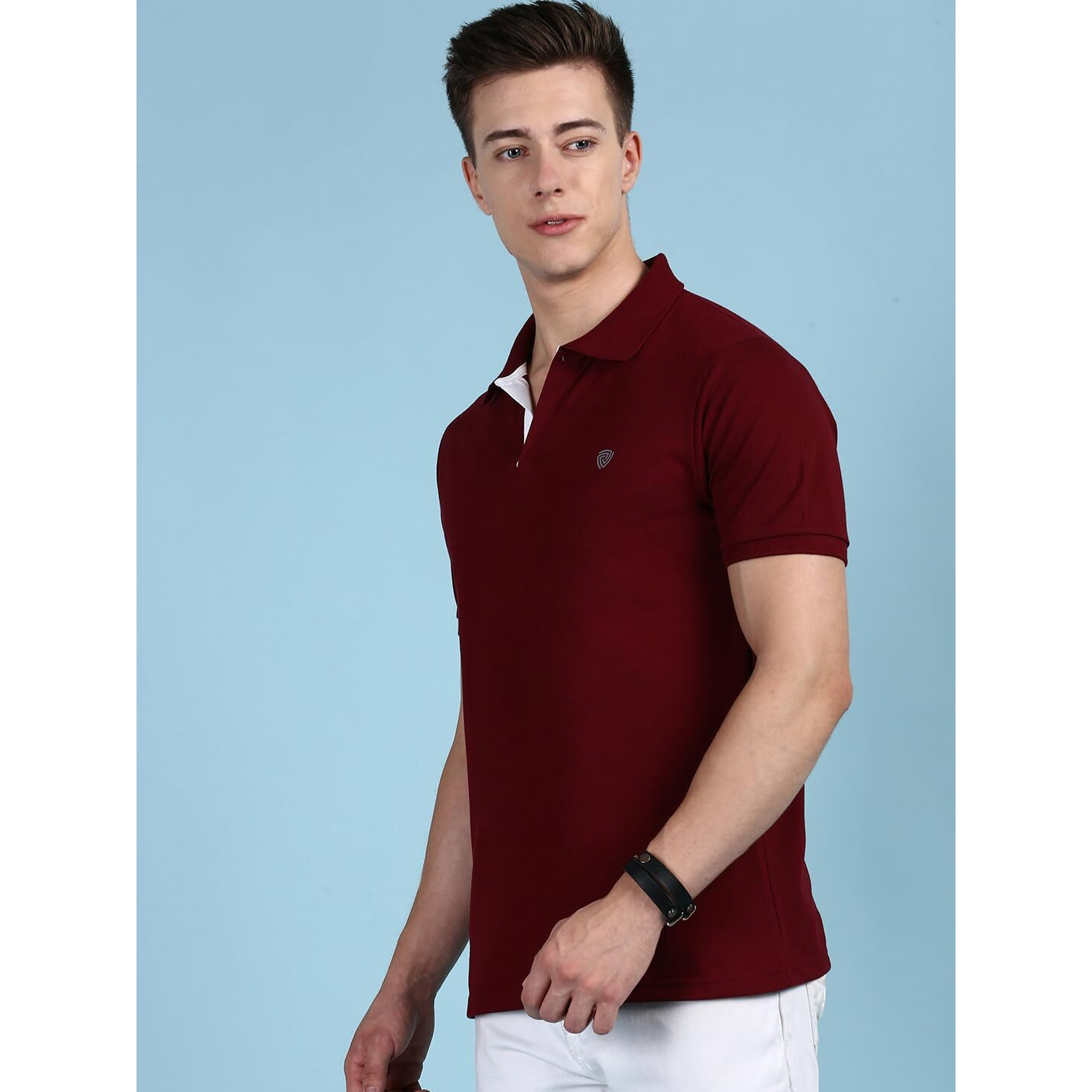 Lux Cozi Men's Pack of 1 Maroon Regular Fit Polo Neck Half Sleeve Solid Casual T-Shirt (Size  Medium)_COZI_2121_MRN_M_1PC