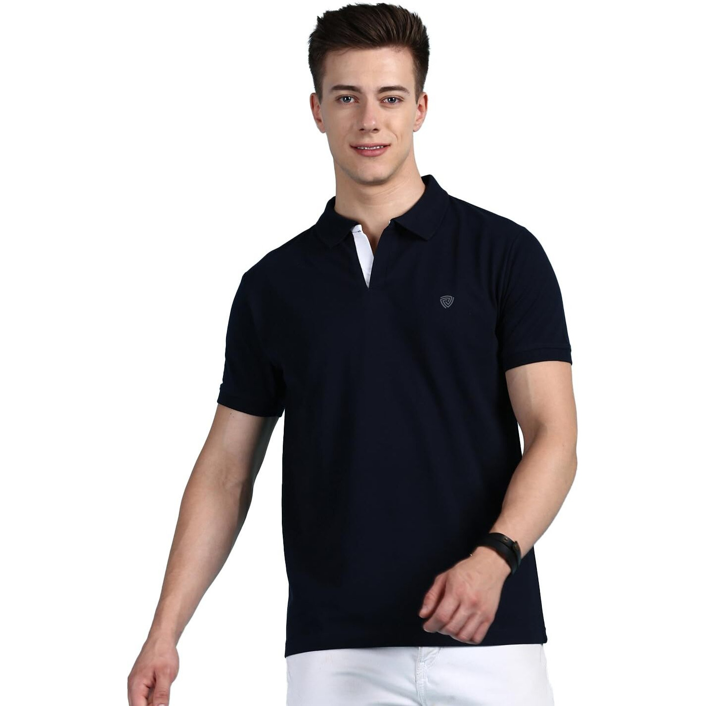 Lux Cozi Men's Pack of 1 Navy Regular Fit Polo Neck Half Sleeve Solid Casual T-Shirt (Size  X-Large)_COZI_2121_NB_XL_1PC