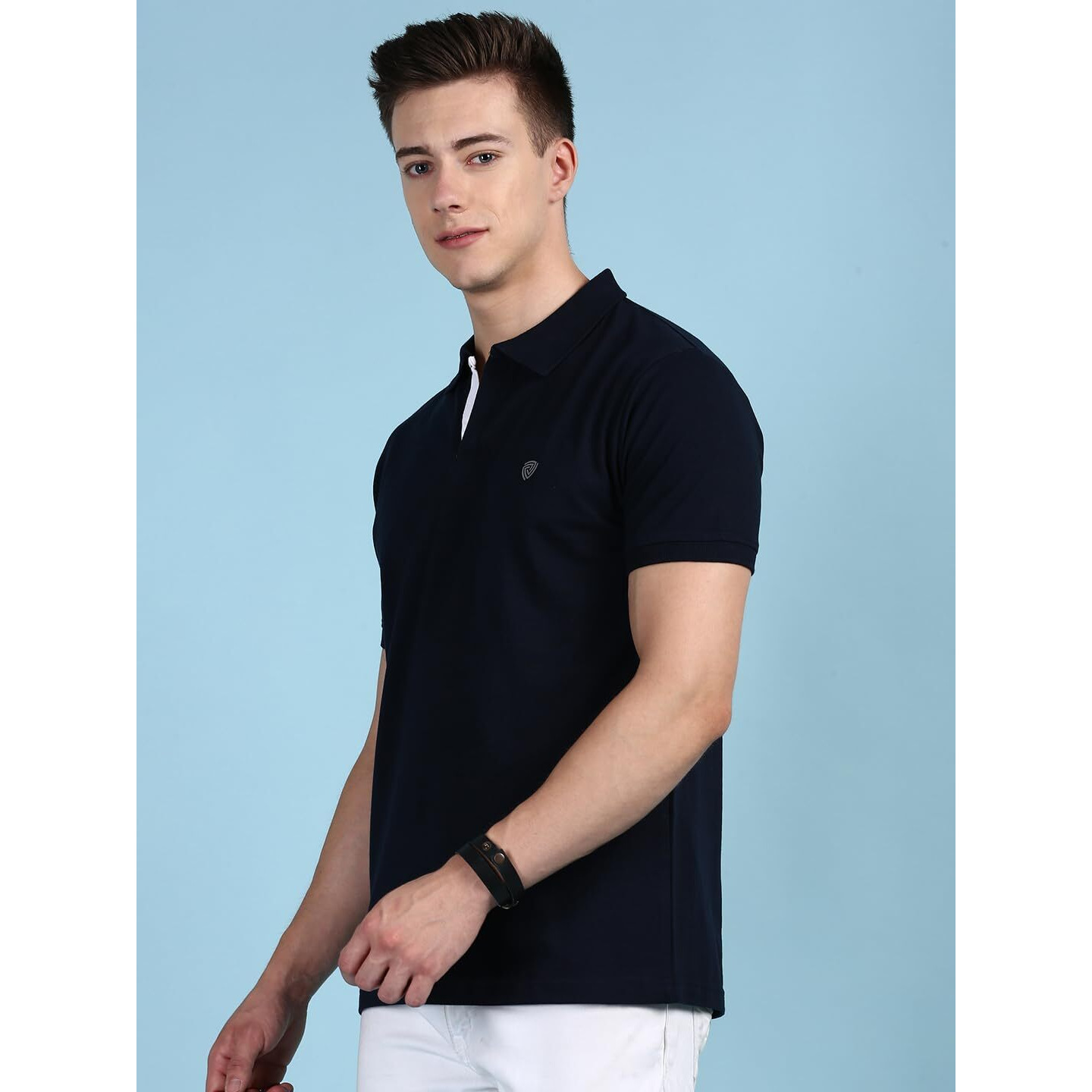 Lux Cozi Men's Pack of 1 Navy Regular Fit Polo Neck Half Sleeve Solid Casual T-Shirt (Size  X-Large)_COZI_2121_NB_XL_1PC