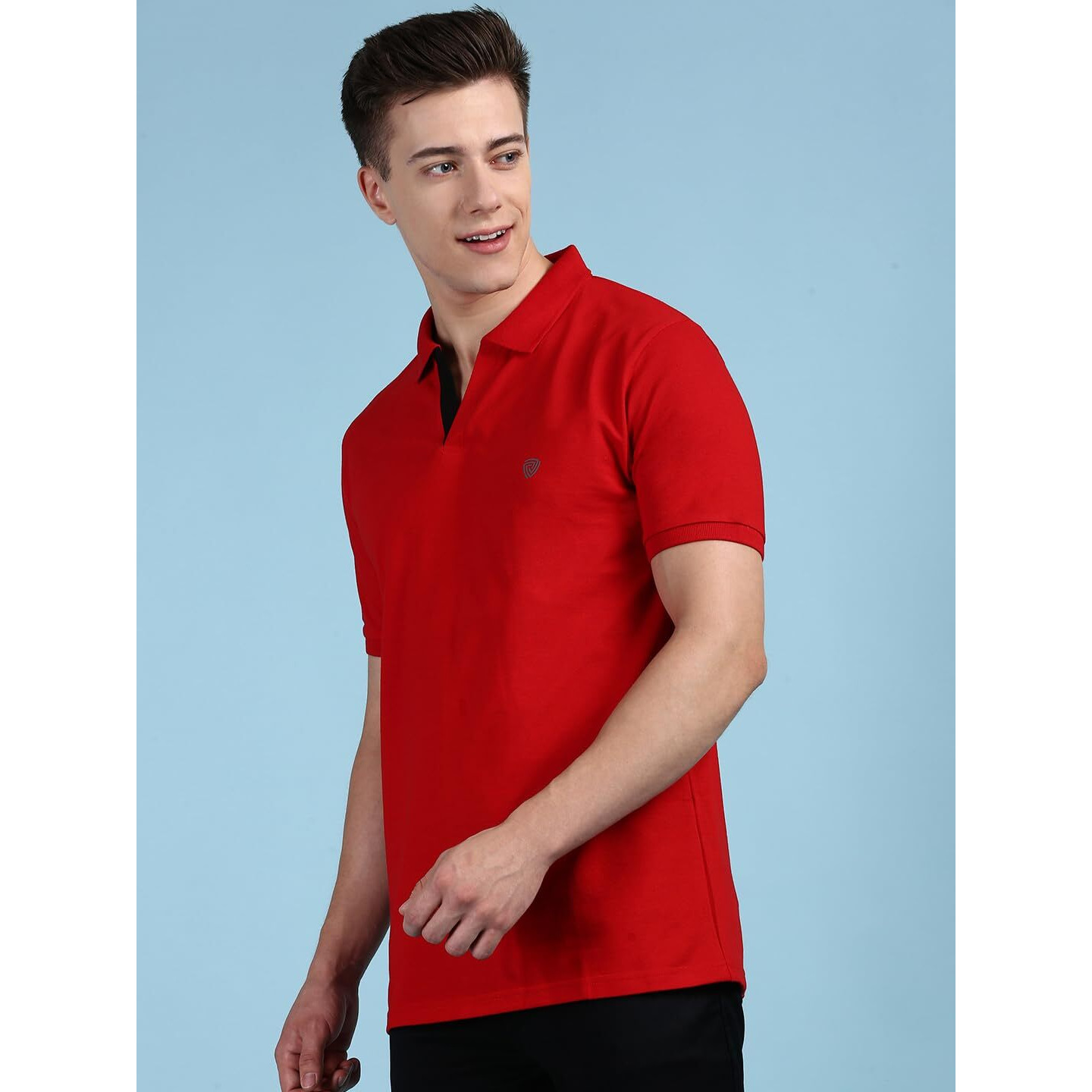 Lux Cozi Men's Pack of 1 Red Regular Fit Polo Neck Half Sleeve Solid Casual T-Shirt (Size  Medium)_COZI_2121_RD_M_1PC