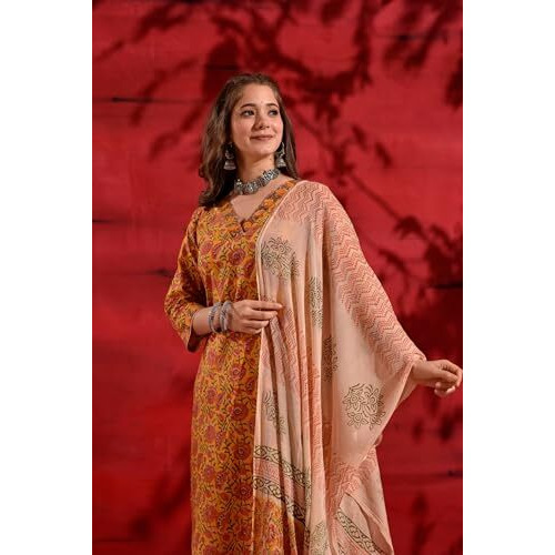 Kurta Set for Women || Women Kurta Set || 3pic Kurta for Women (Kurta-51-52-88) (in, Alpha, L, Regular, Multicolor)