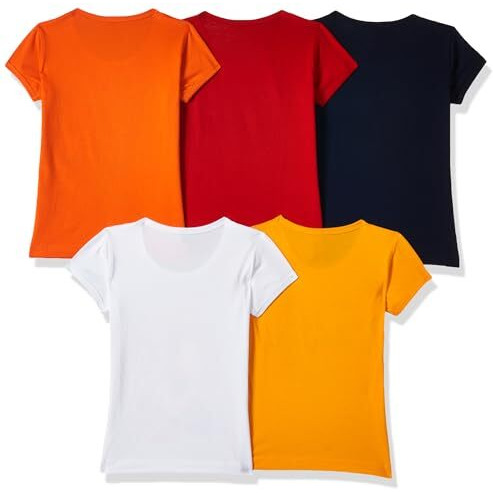 T2F Girl's Solid Regular Fit T-Shirt (GLS-TSRT-01_Multicolor 6 3-4 Years)