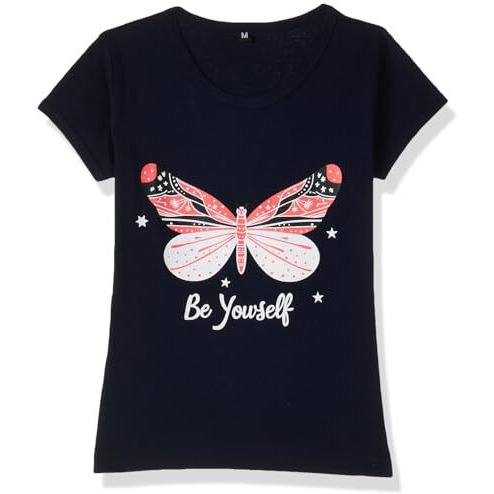 T2F Girl's Solid Regular Fit T-Shirt (GLS-TSRT-01_Multicolor 6 3-4 Years)