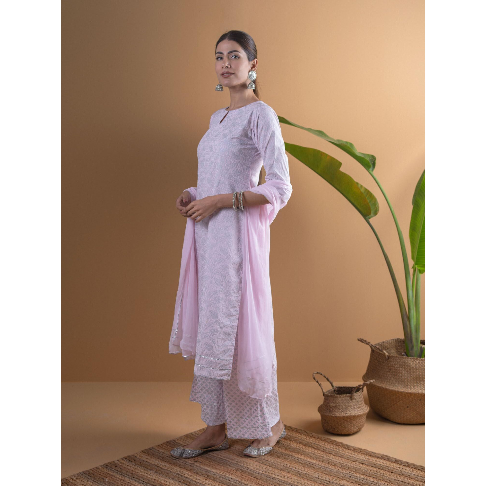 Libas Women's Rayon Kurta Set (5716_Pink