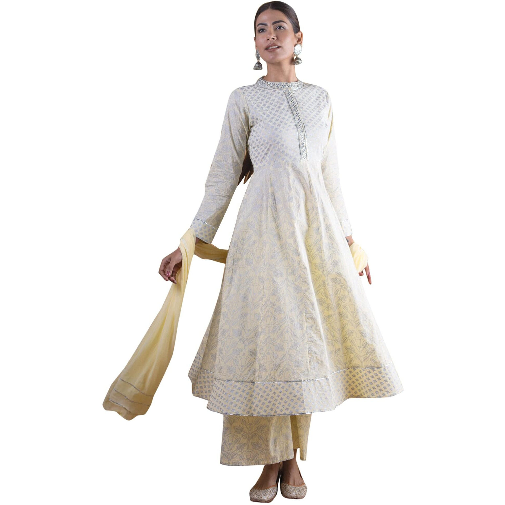 Libas Women's Silk Blend Kurta Set (5717_Yellow