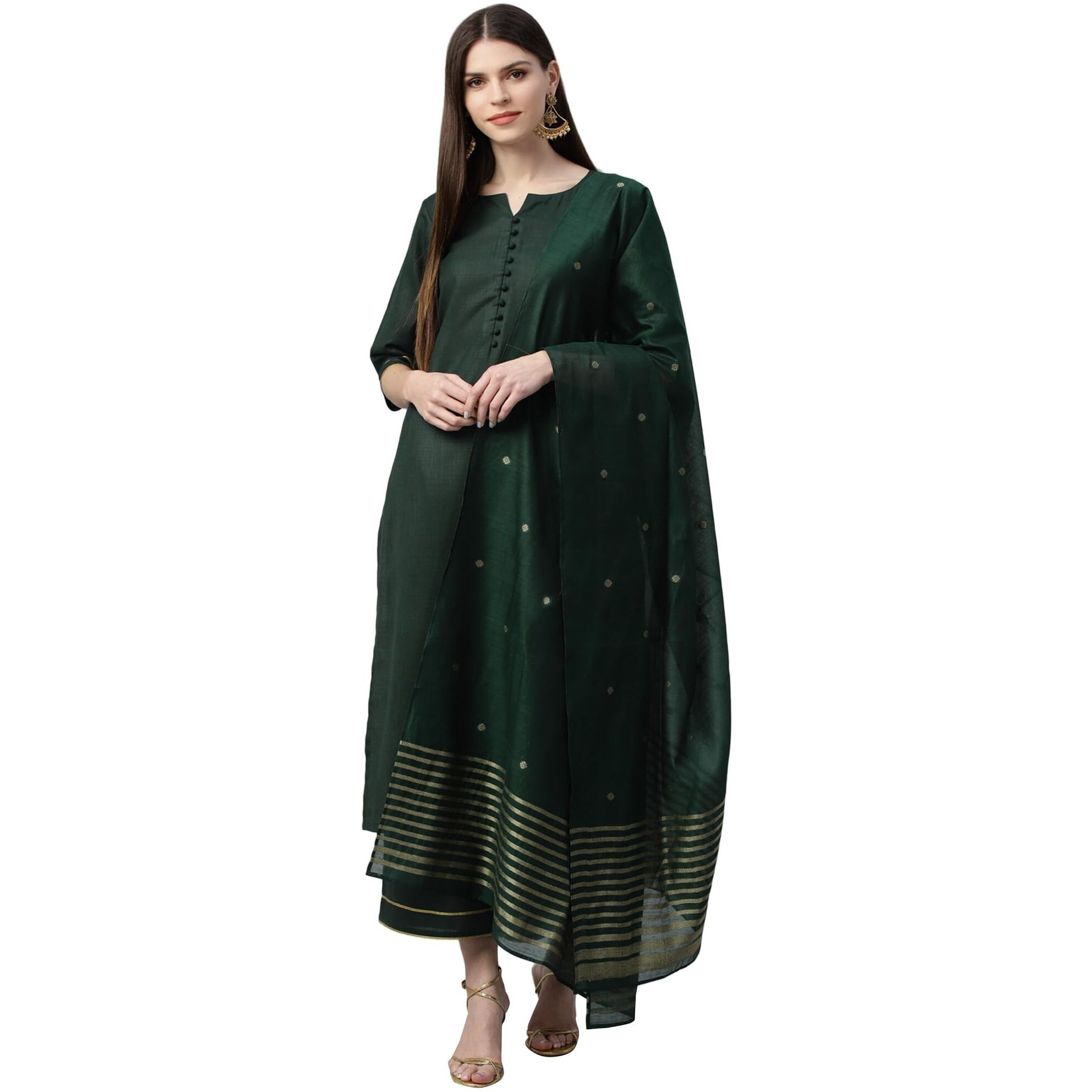 Libas Women's Cotton Kurta Sets (6871_Green