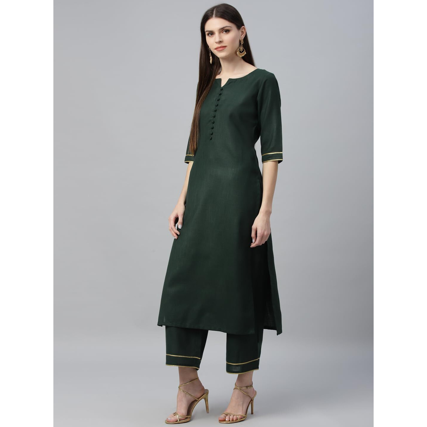 Libas Women's Cotton Kurta Sets (6871_Green