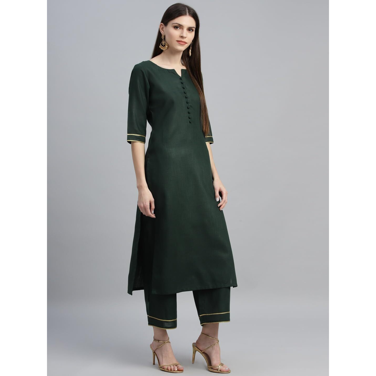Libas Women's Cotton Kurta Sets (6871_Green