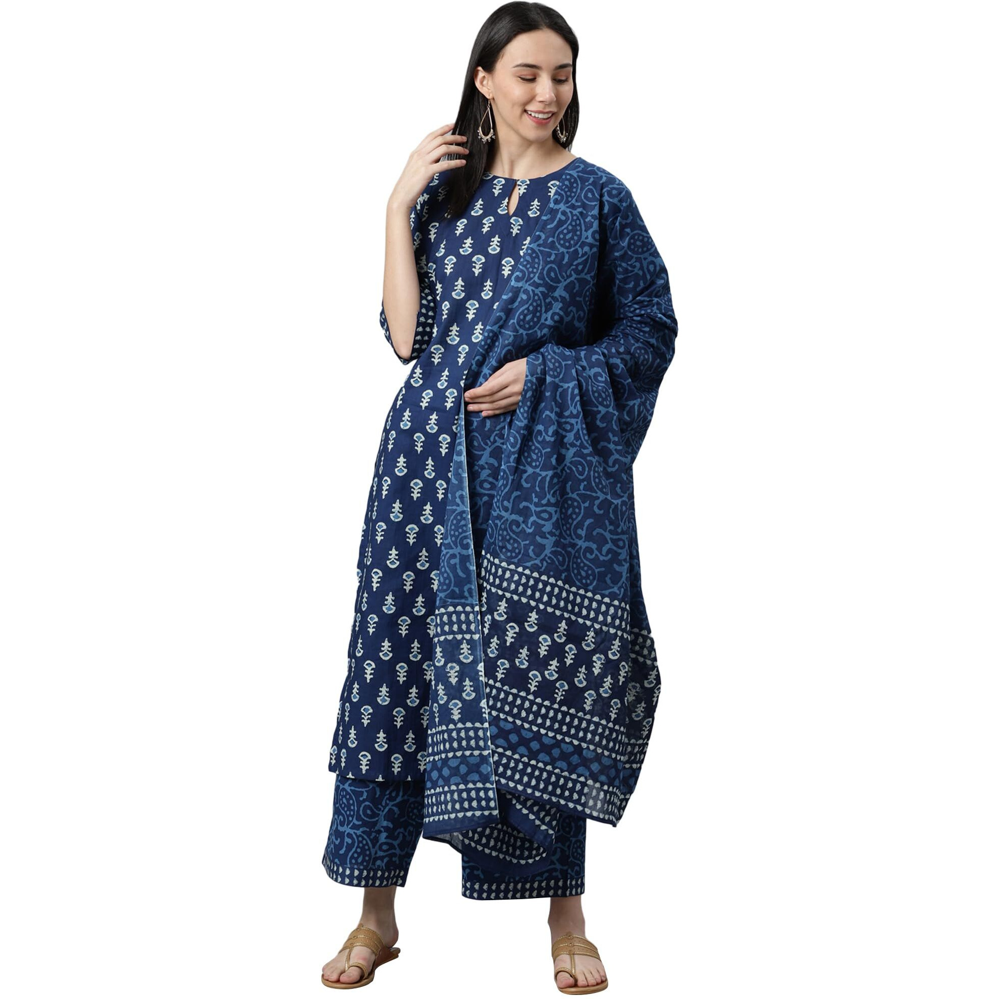 Libas Women's Cotton Kurta Sets (20158O_Blue
