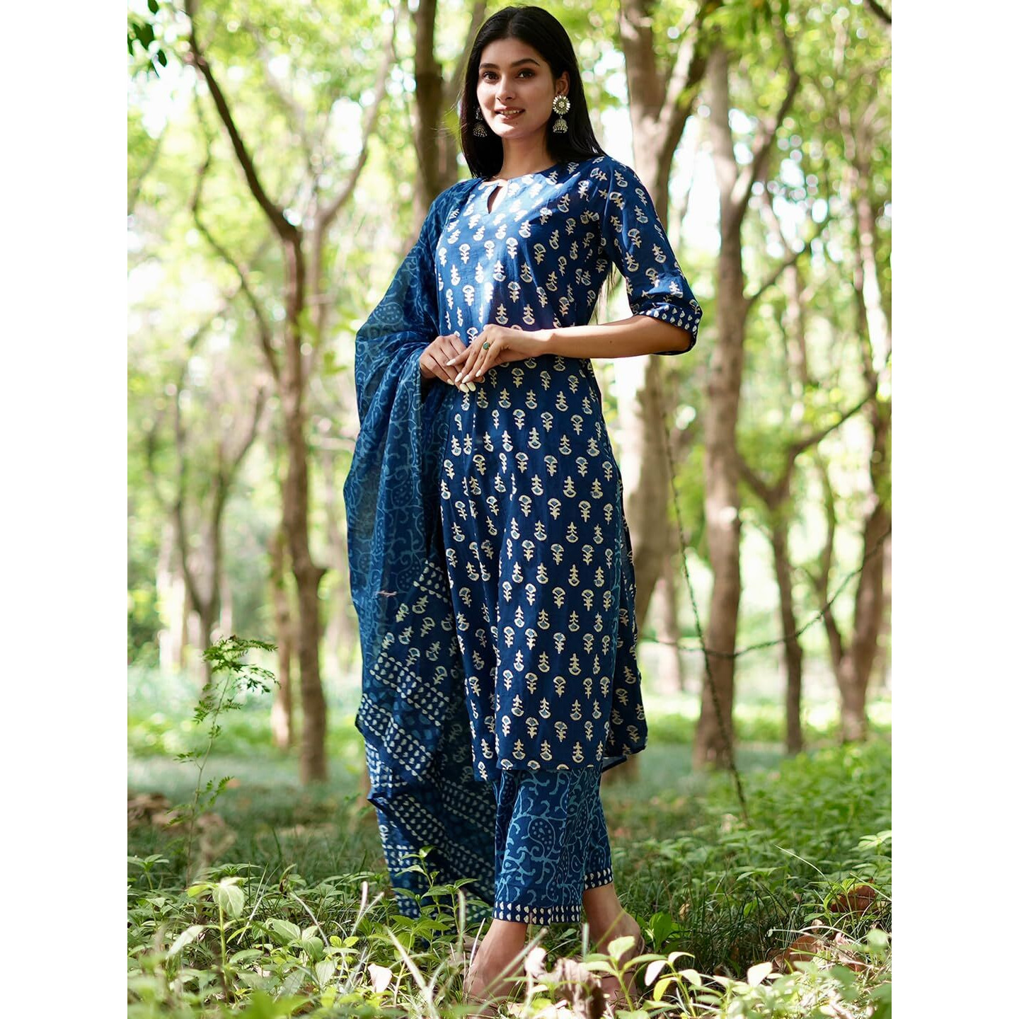 Libas Women's Cotton Kurta Sets (20158O_Blue