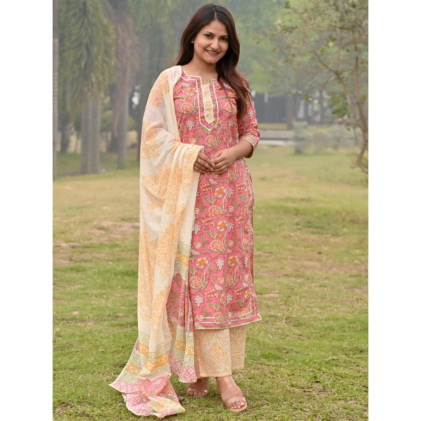 Libas Women's Cotton Kurta Sets (33206O_Pink