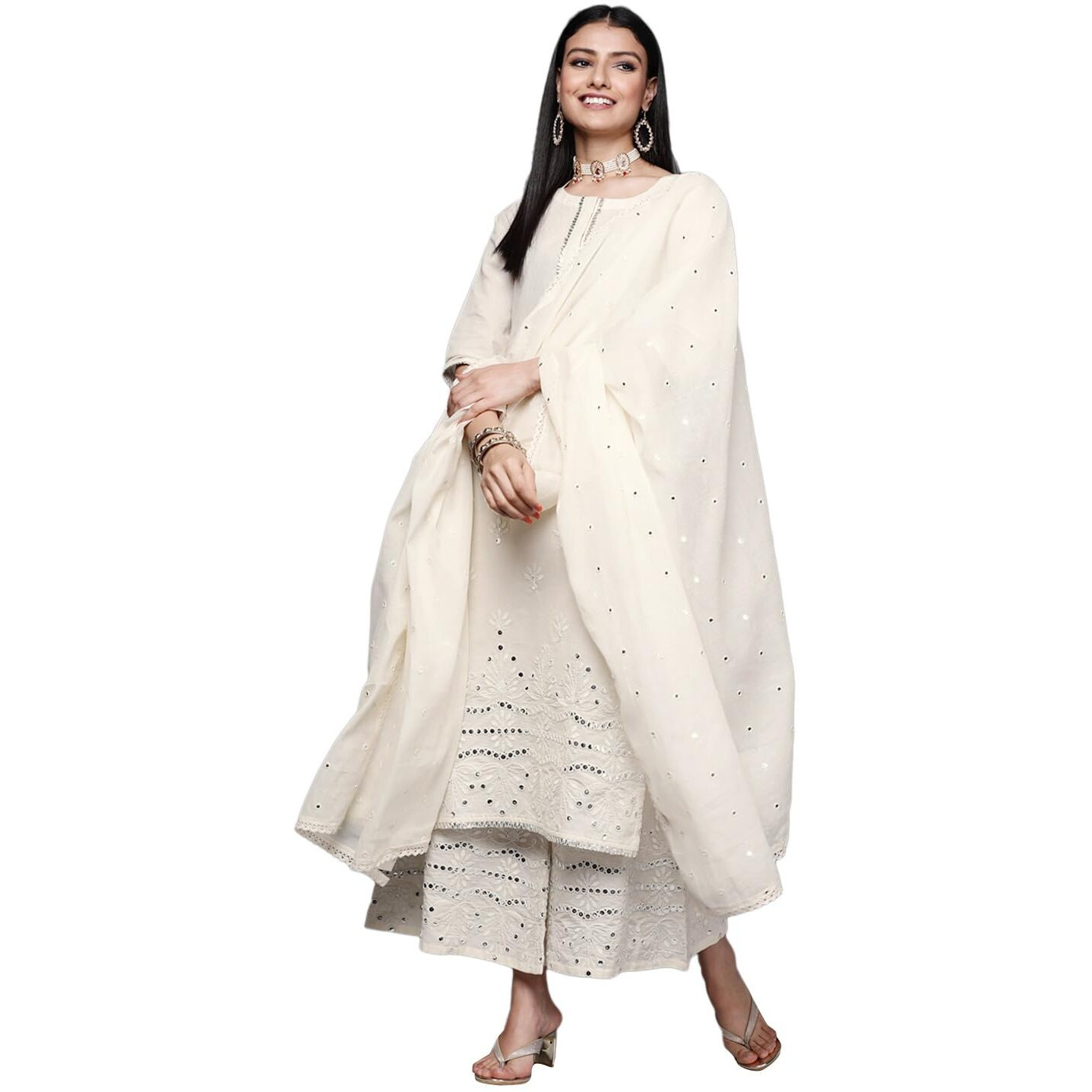 Libas Women's Cotton Kurta Sets (33307O_Off White