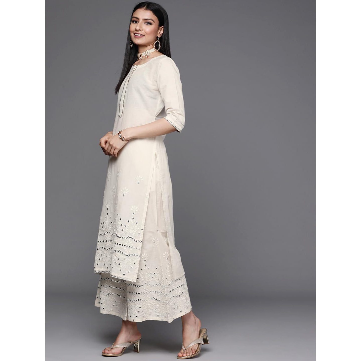 Libas Women's Cotton Kurta Sets (33307O_Off White