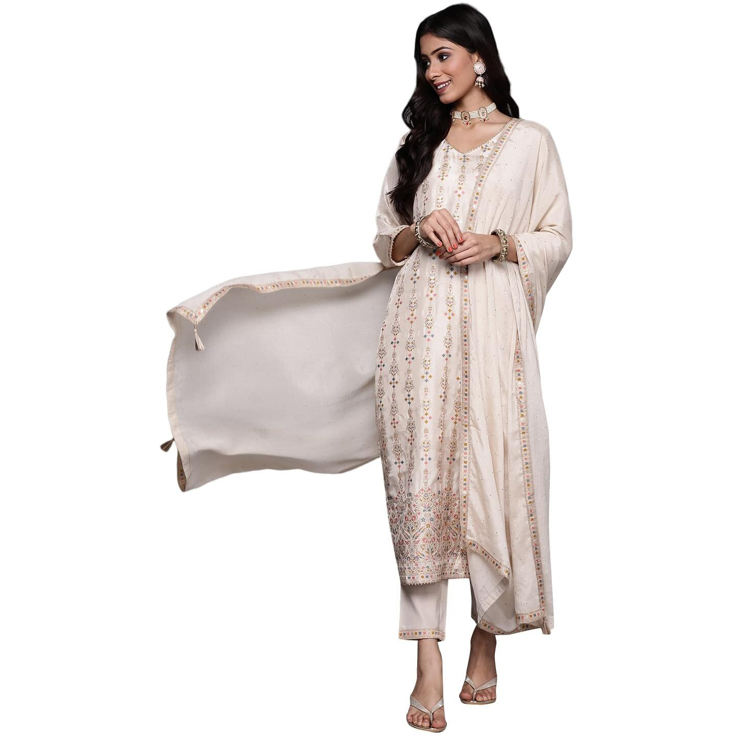 Libas Women's Silk Blend Kurta Sets (33338O_Beige
