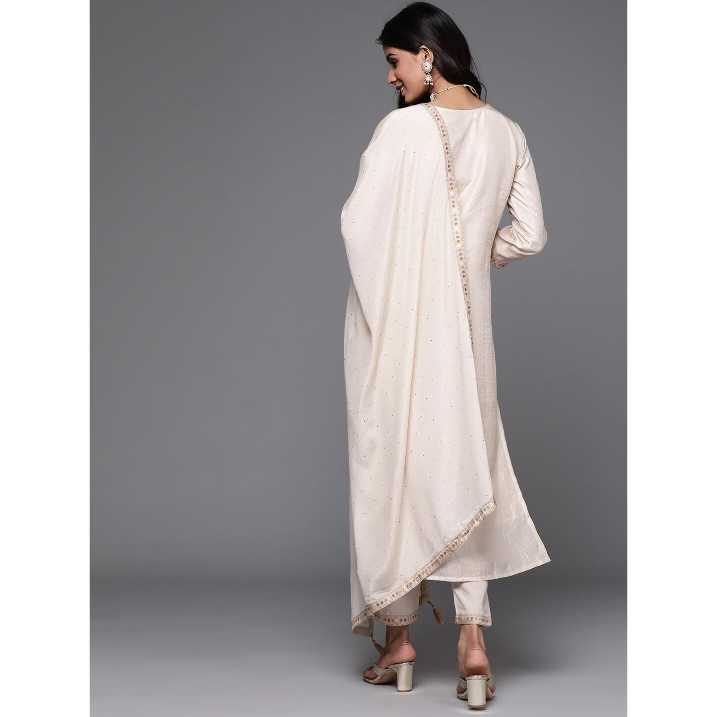 Libas Women's Silk Blend Kurta Sets (33338O_Beige