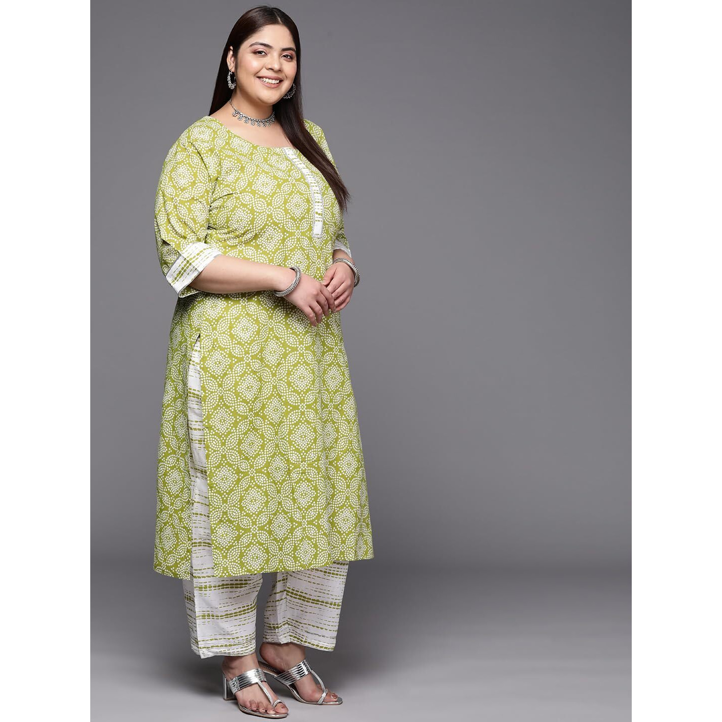 Libas Women's Cotton Kurta Set (15230_Green_3XL)