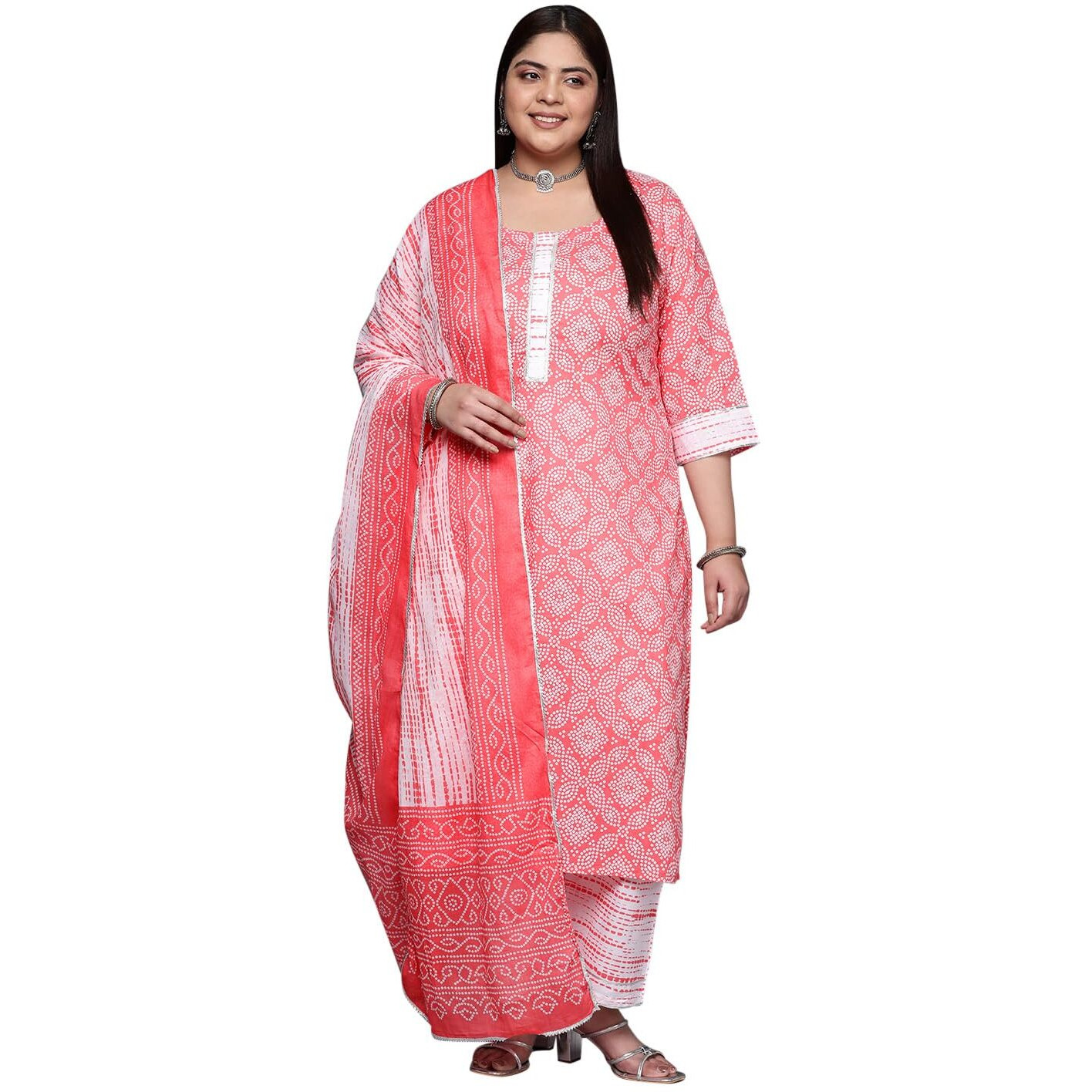 Libas Women's Cotton Kurta Set (15231_Peach_6XL)
