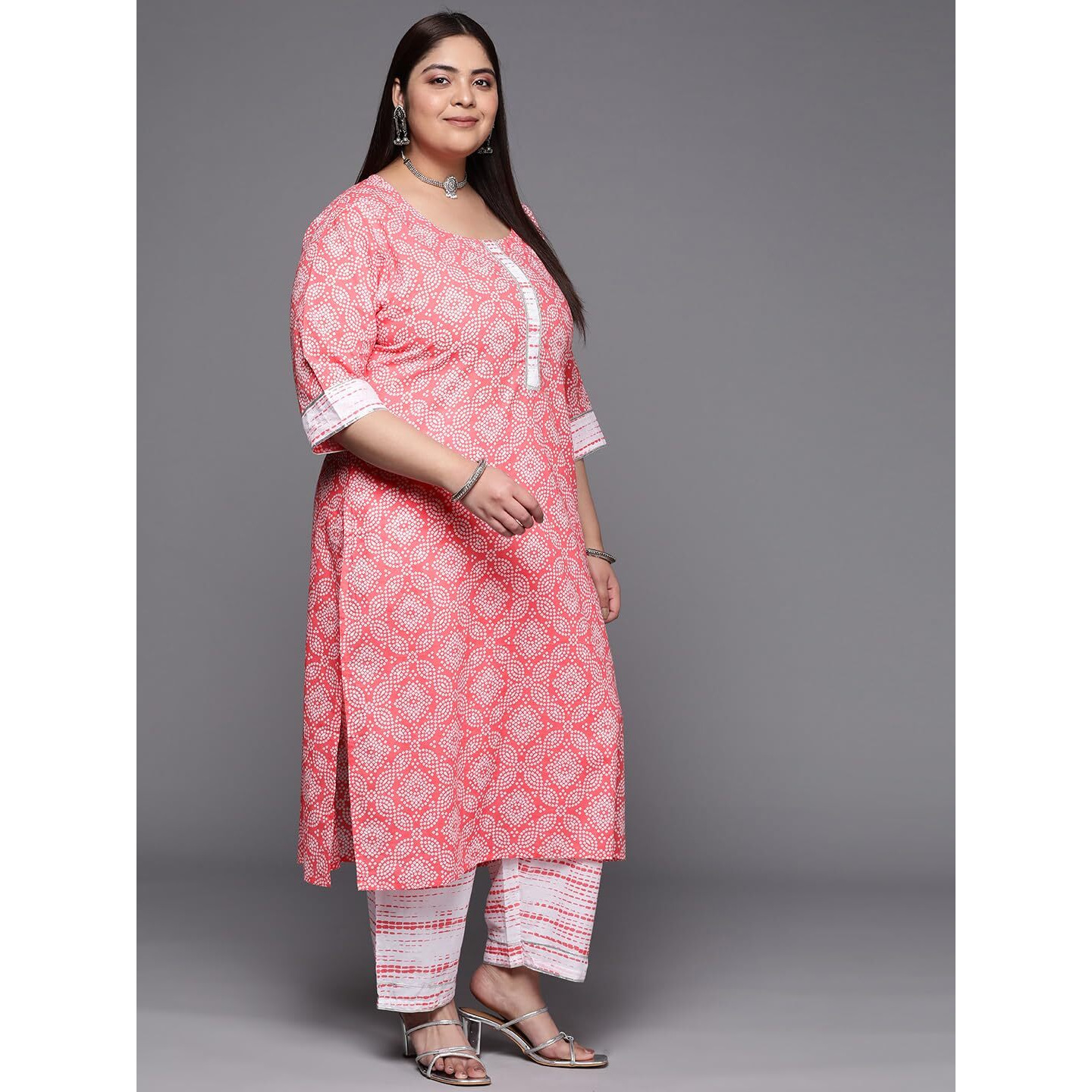 Libas Women's Cotton Kurta Set (15231_Peach_6XL)