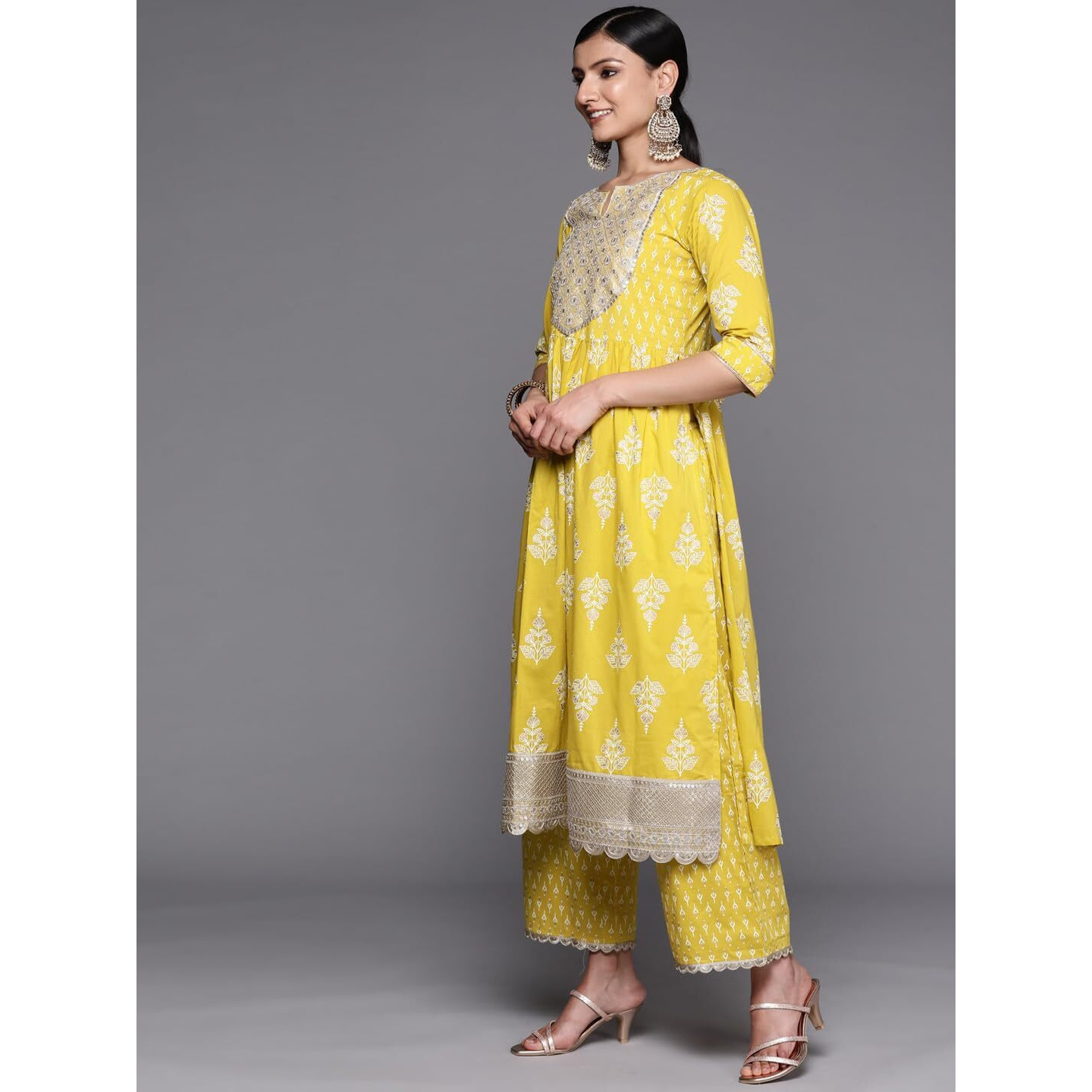 Libas Women's Pure Cotton Kurta Sets (34252_Mustard