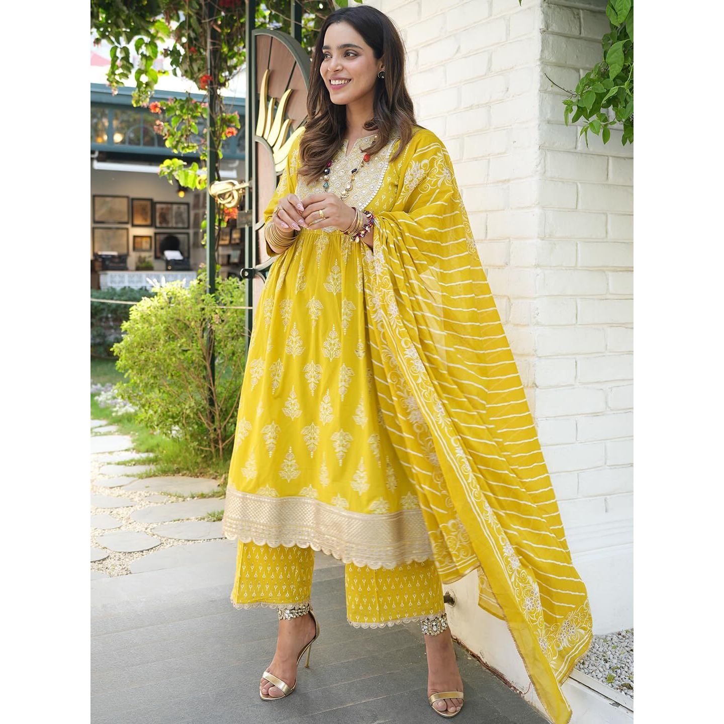 Libas Women's Pure Cotton Kurta Sets (34252_Mustard