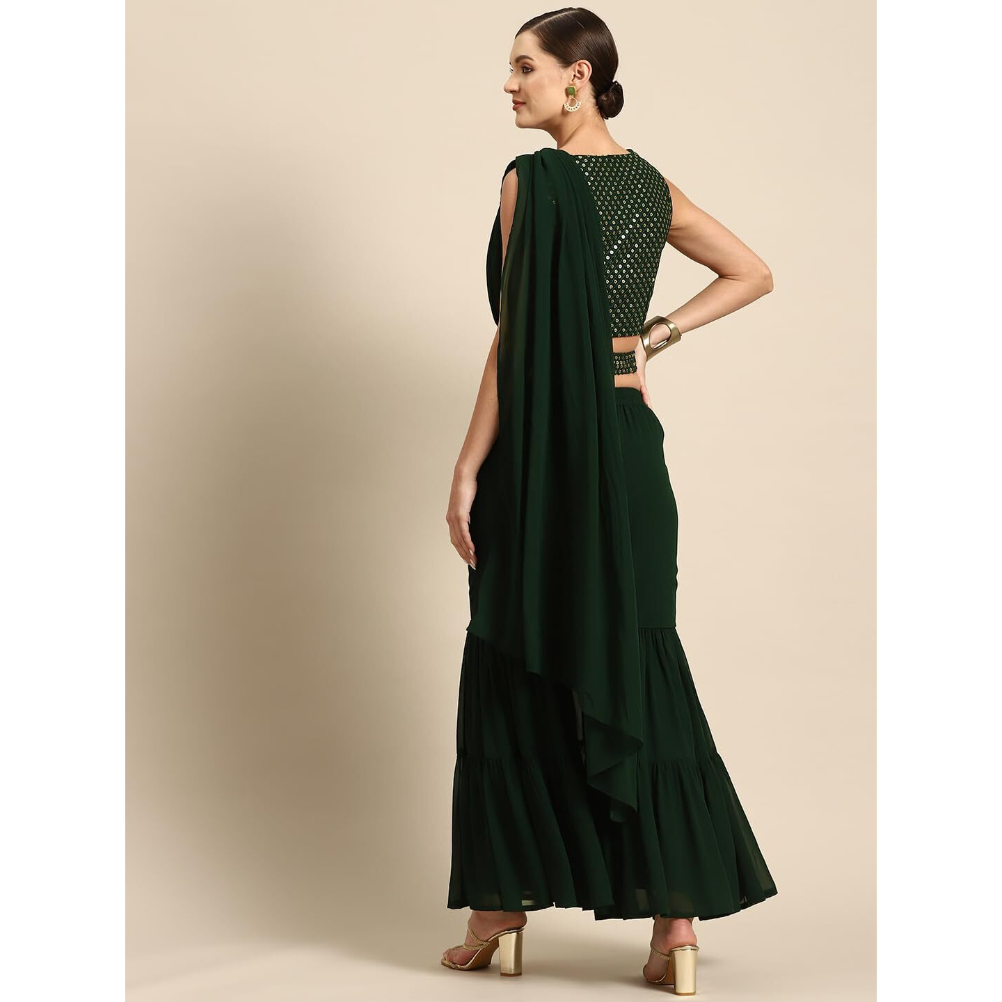 Libas Women's Georgette Saree (34709_Green)