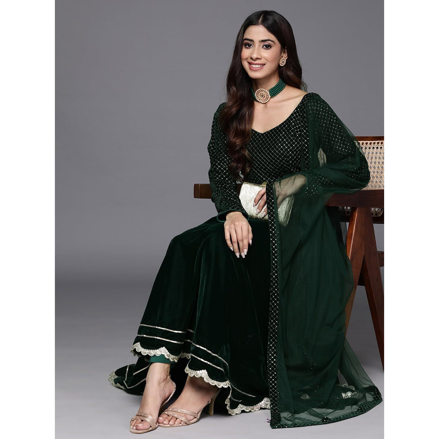 Libas Women's Velvet Kurta Set (34759