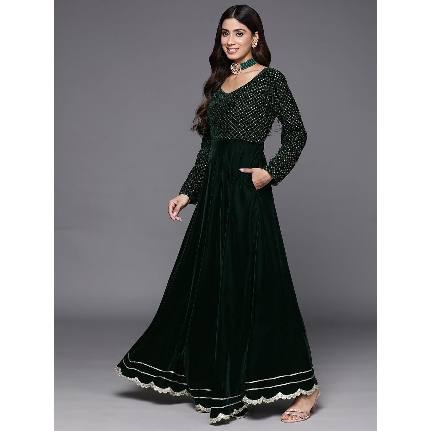 Libas Women's Velvet Kurta Set (34759