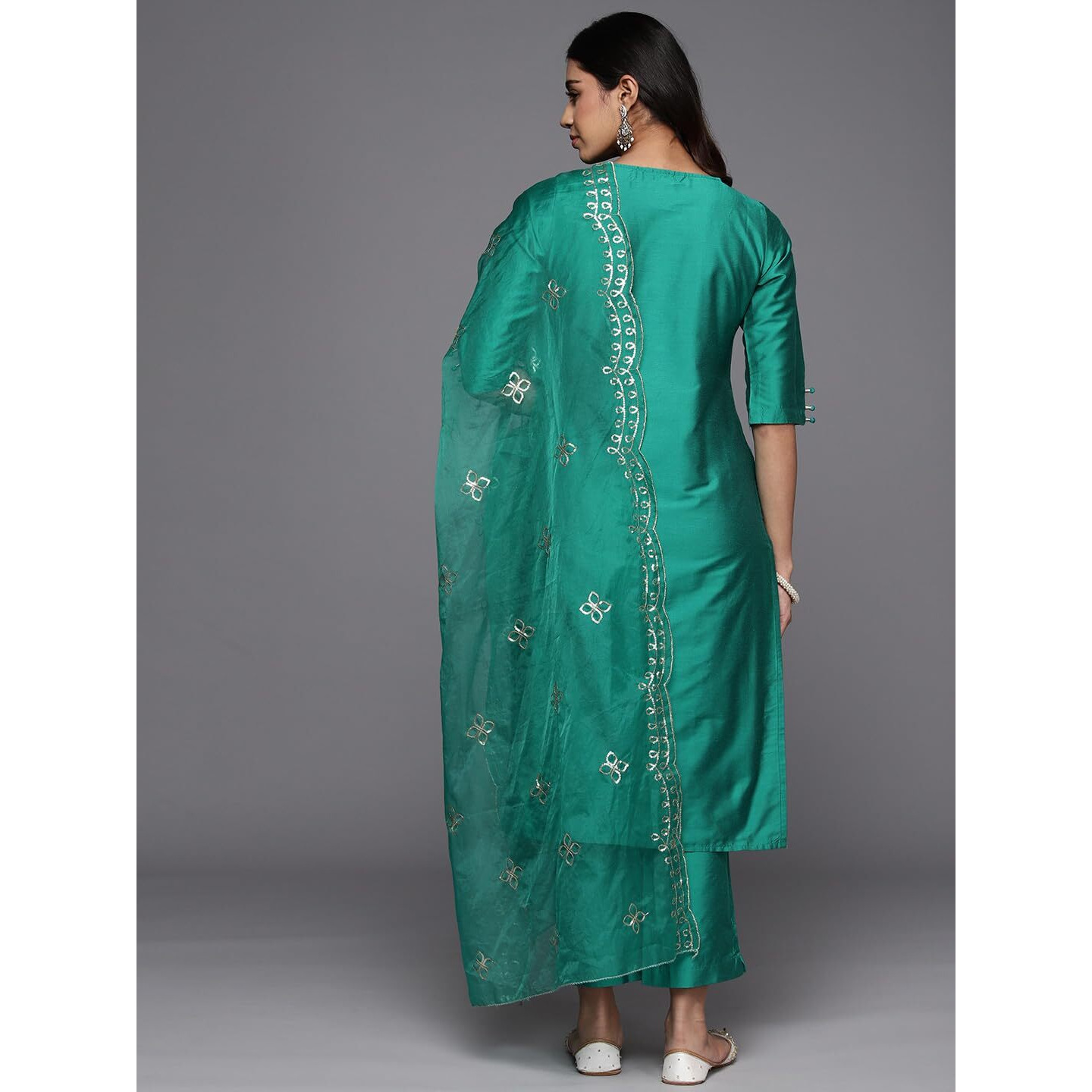 Libas Women's Silk Blend Kurta Sets (GS831_Rama Green_XS)