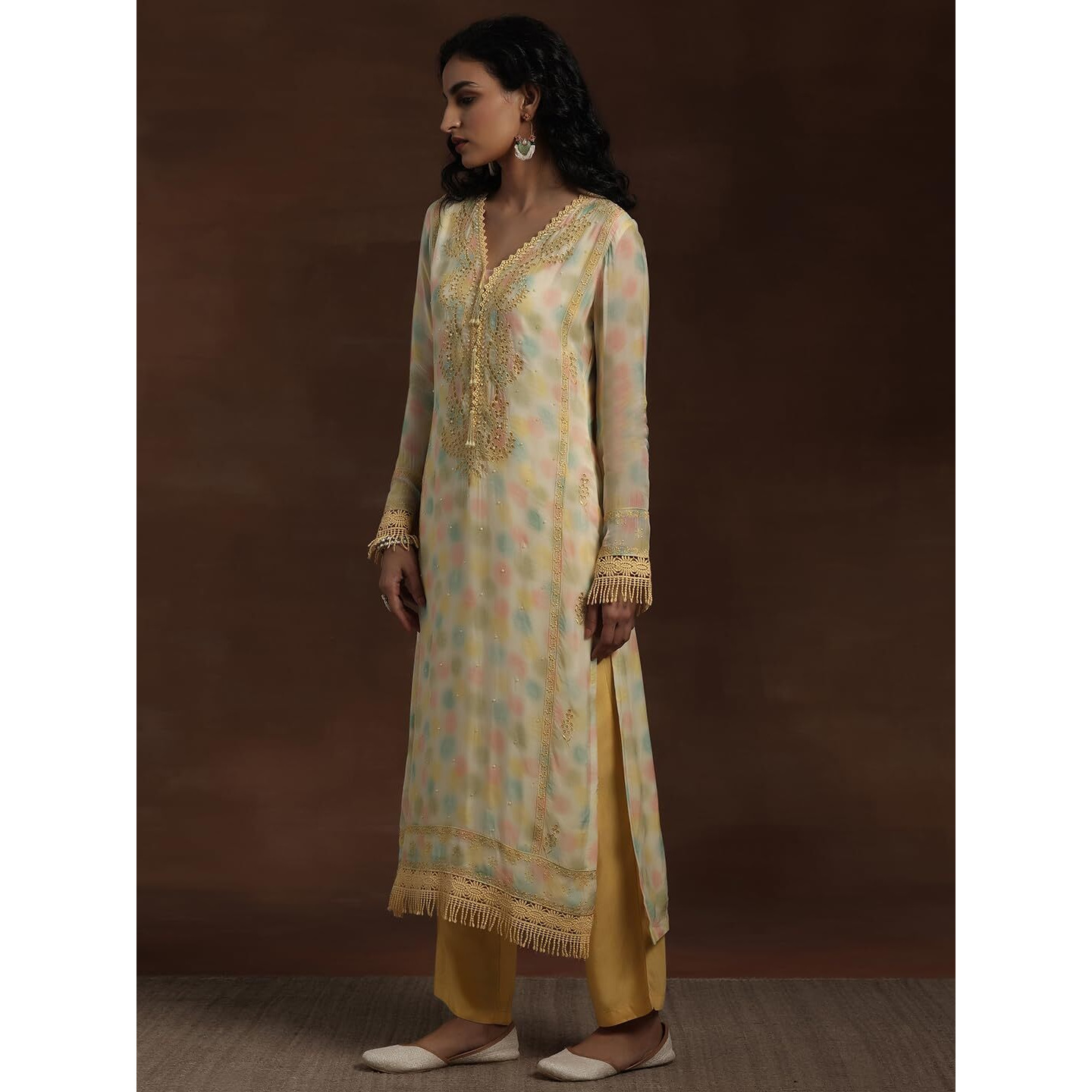 Libas Women's Organza Kurta Set (27268_Yellow