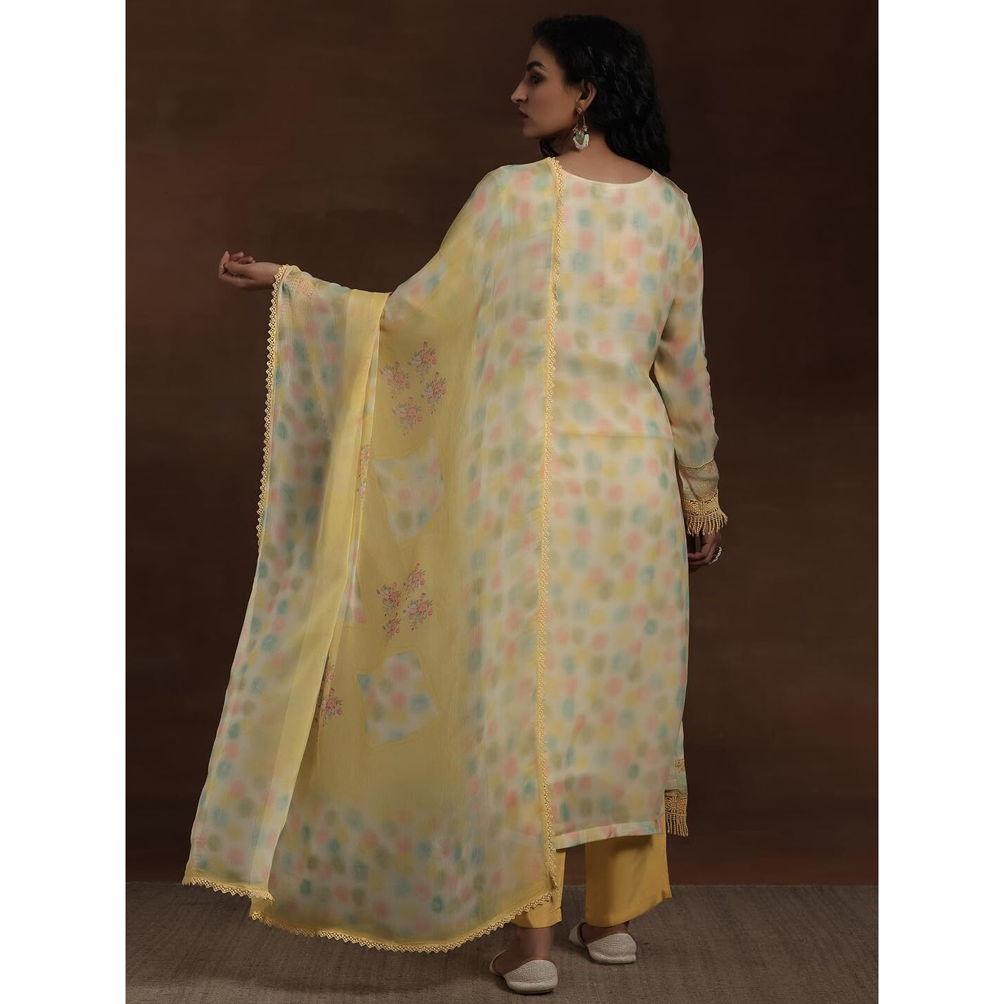 Libas Women's Organza Kurta Set (27268_Yellow