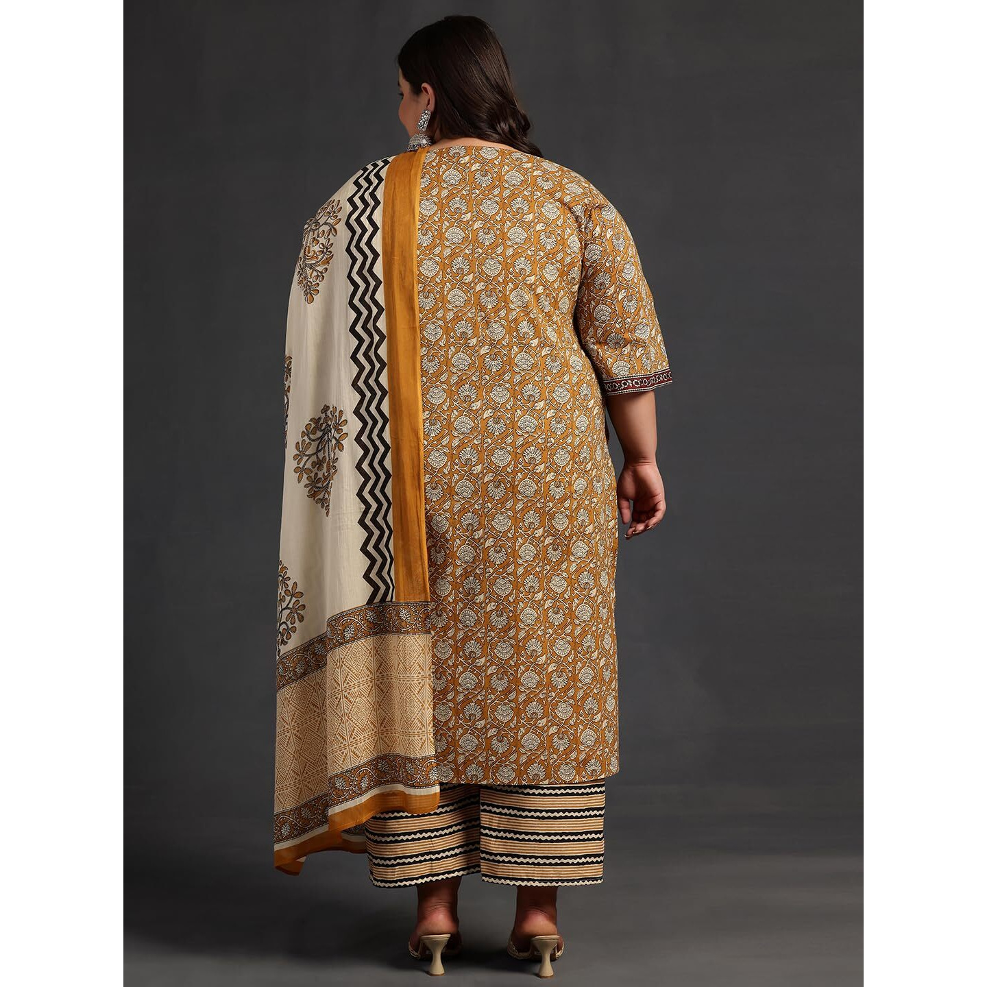 Libas Women's Cotton Kurta Set (15490_Mustard_5XL)