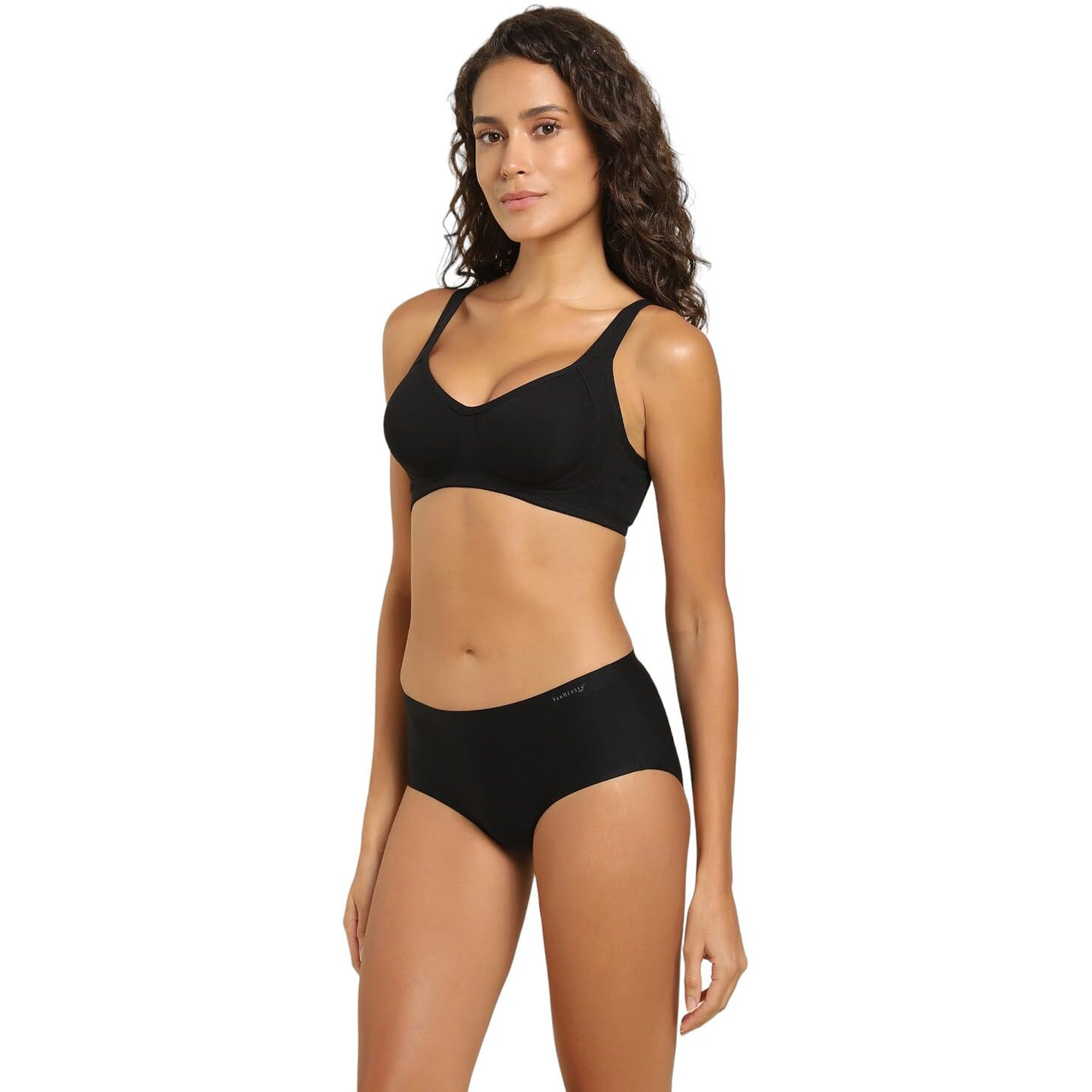 Van Heusen Women Bra - Cotton Elastane - Side Support Panel, No Spill Comfort, Wireless, Non Padded, Full Coverage_11014_Pure Black_36C