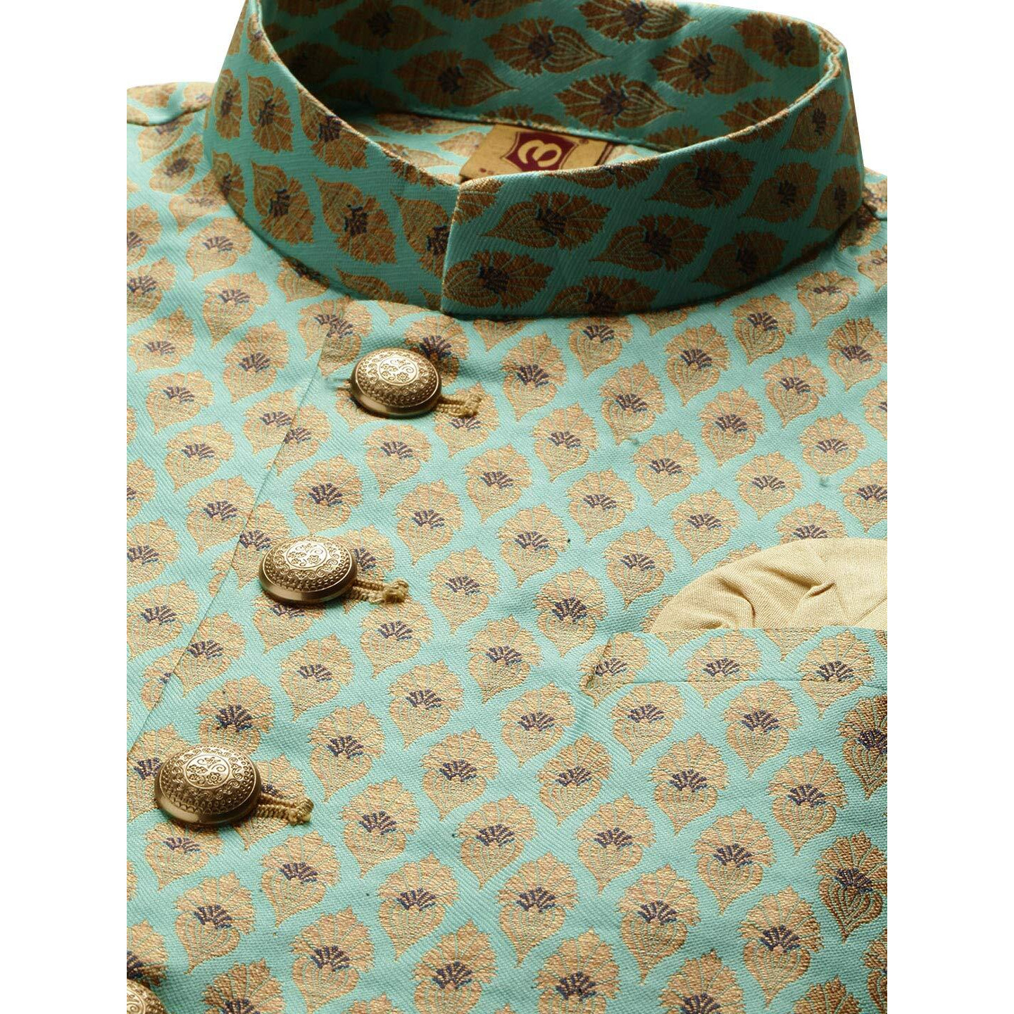 Manyavar Men's Nehru Jacket (JAC180_Light Green_M)