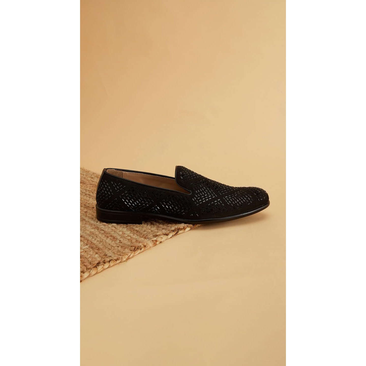 Manyavar Black Stone Work Loafers | Men's Ethnic Jutti | Juttis and Mojaris