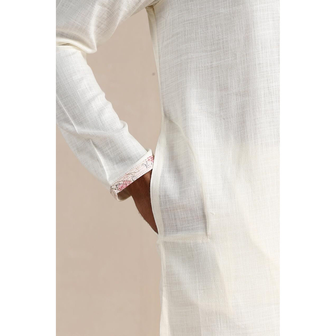 Manyavar Men's Cotton Regular Fit Traditional Full Sleeves Kurta Payjama Set (Cream, XXL)