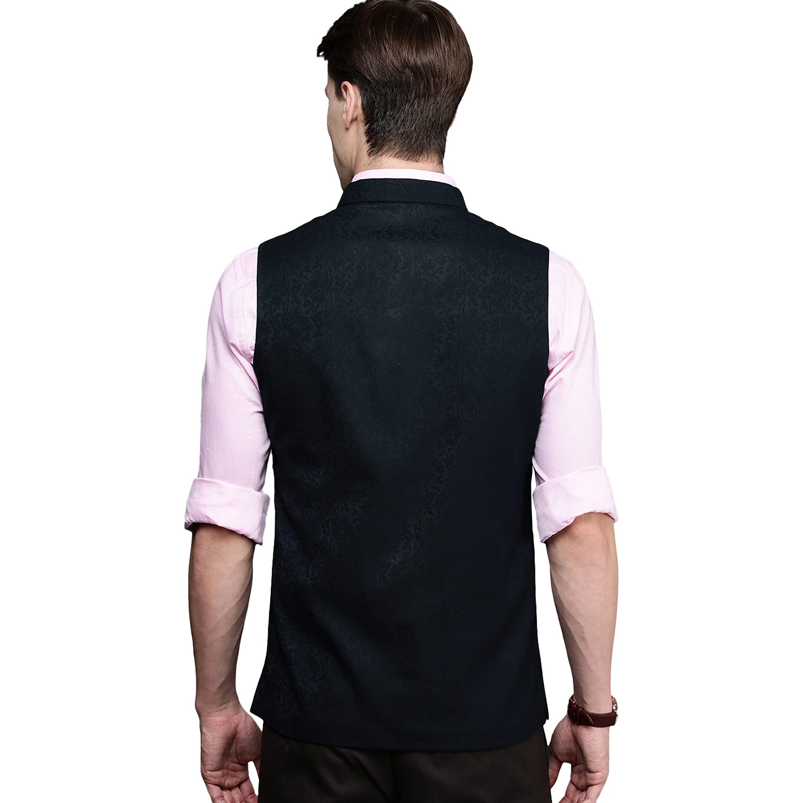 Manyavar Nehru Jacket for Men, Ethnic Jacket for Festival, Wedding, Party, Sleevless Jacket, Solid