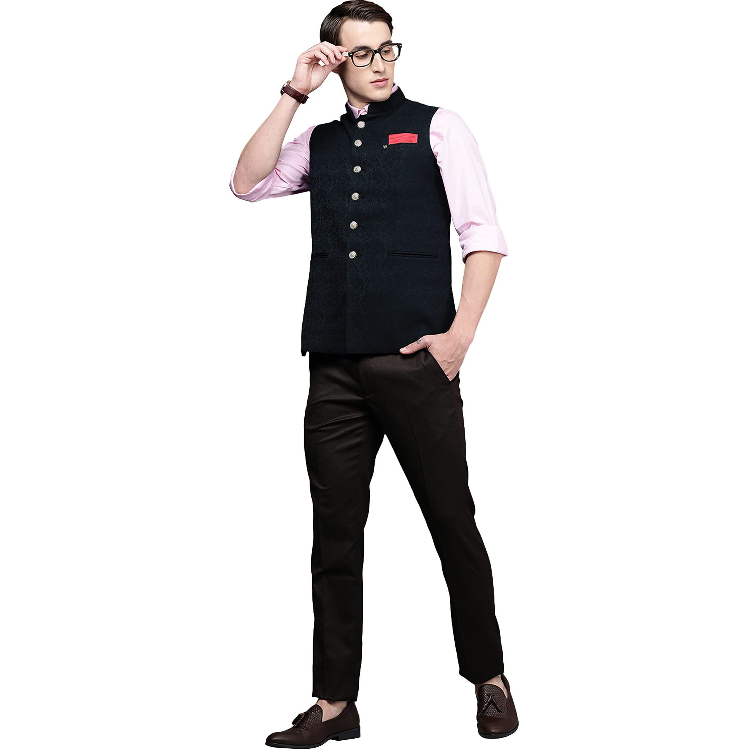 Manyavar Nehru Jacket for Men, Ethnic Jacket for Festival, Wedding, Party, Sleevless Jacket, Solid