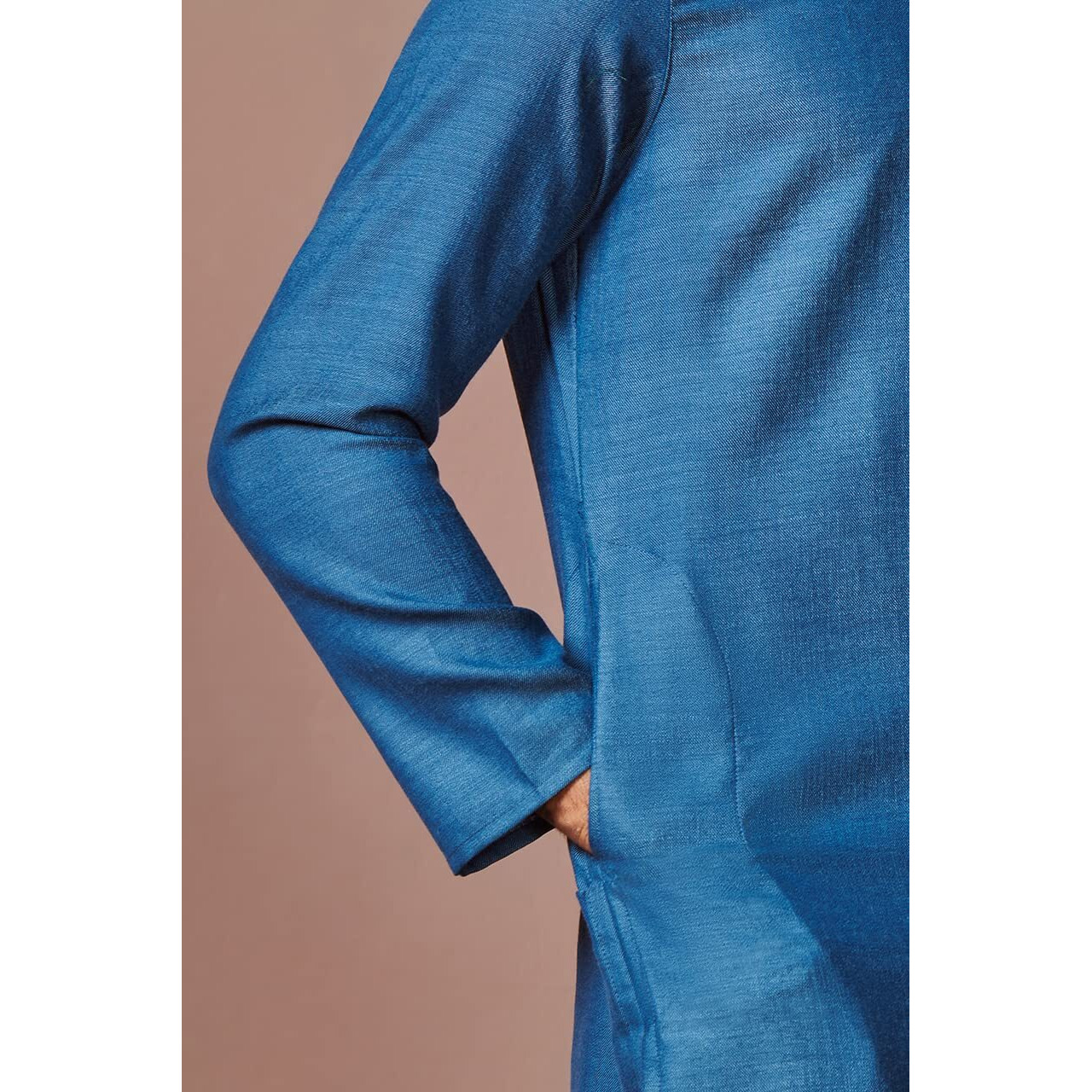 Manyavar Kurta Set for Men, Full Sleeves Mandarin Collar Ethnic Kurta Set For Diwali, Wedding, Party Solid (Blue, 2XL)