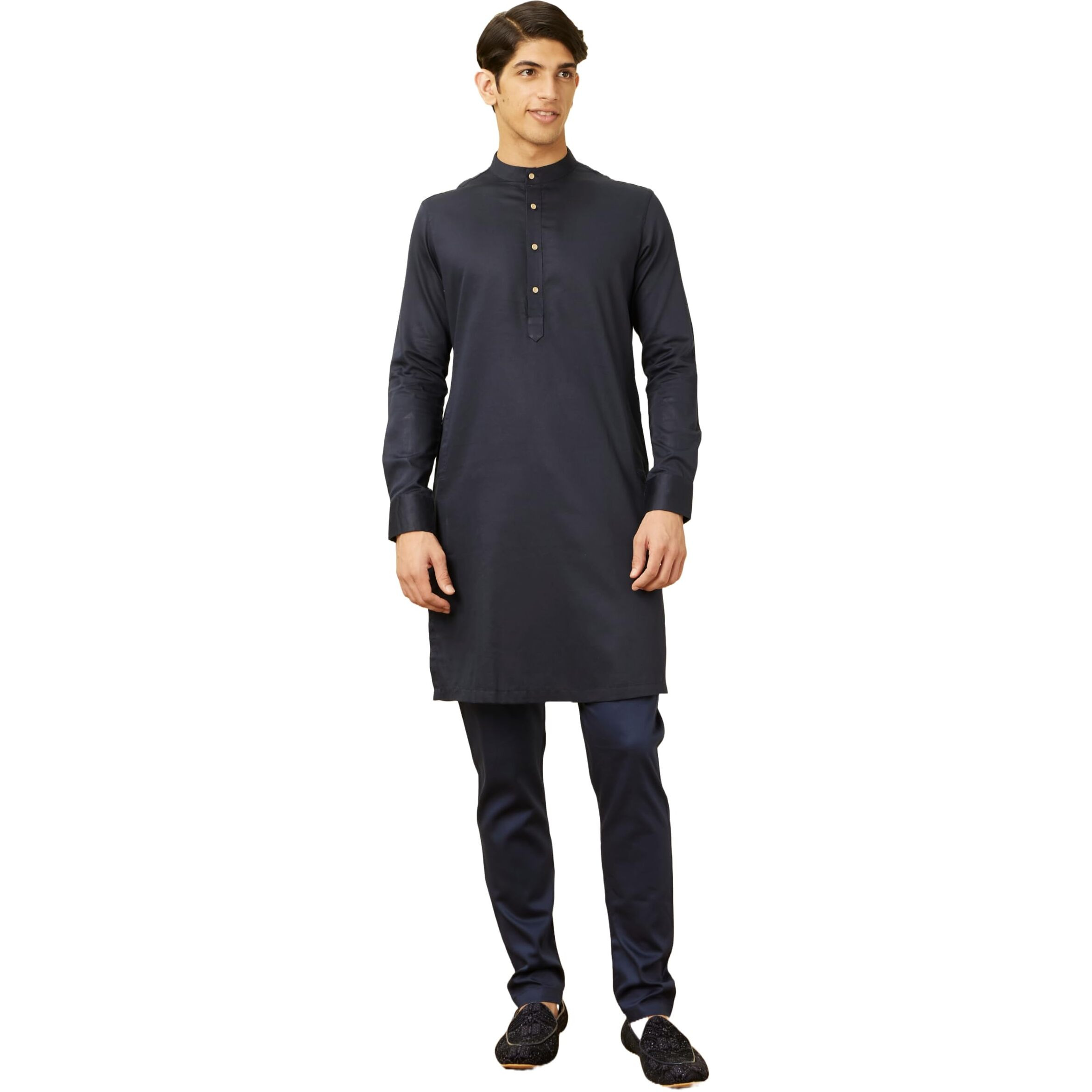 Manyavar Mens Blue Cotton Kurta Pyjama Set