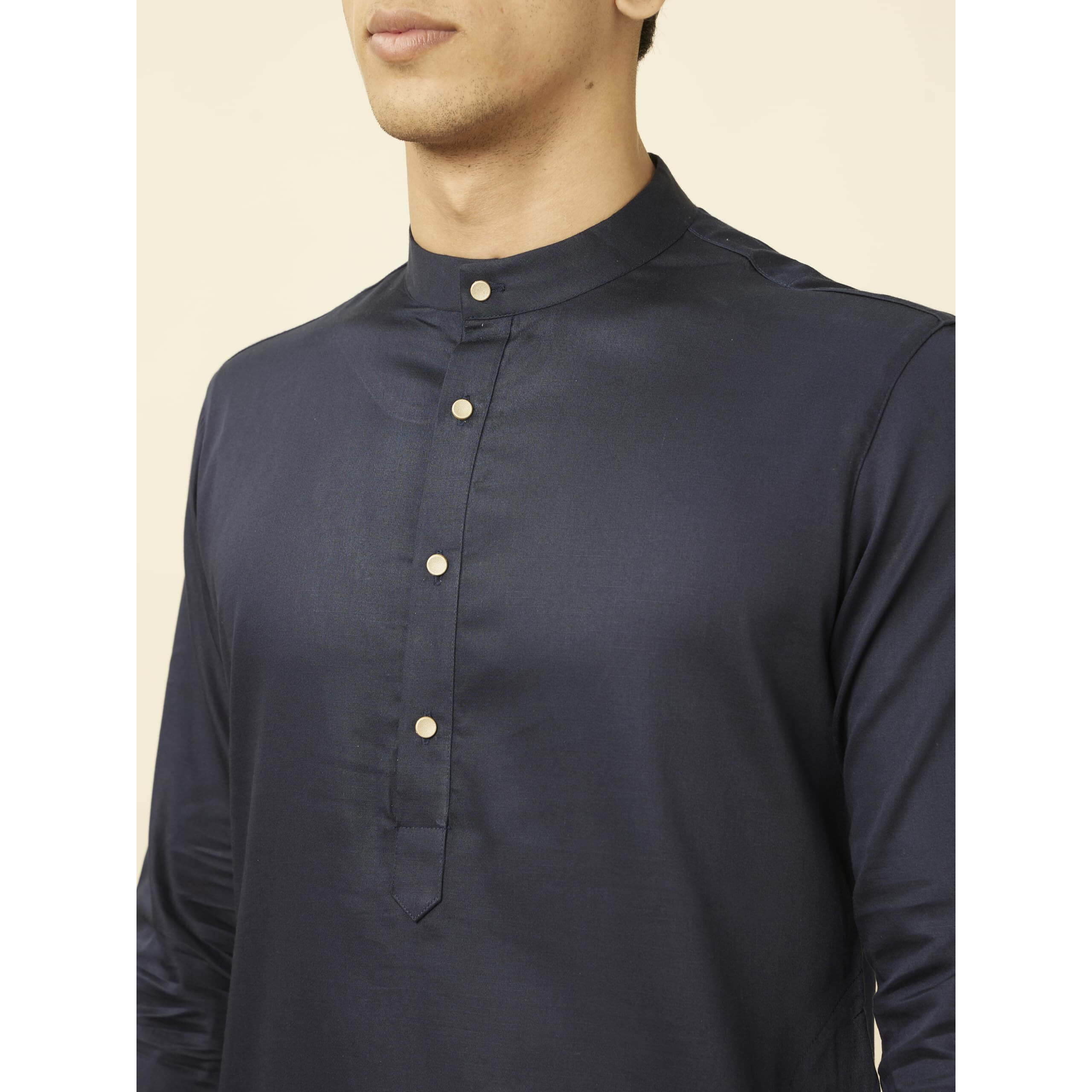 Manyavar Mens Blue Cotton Kurta Pyjama Set