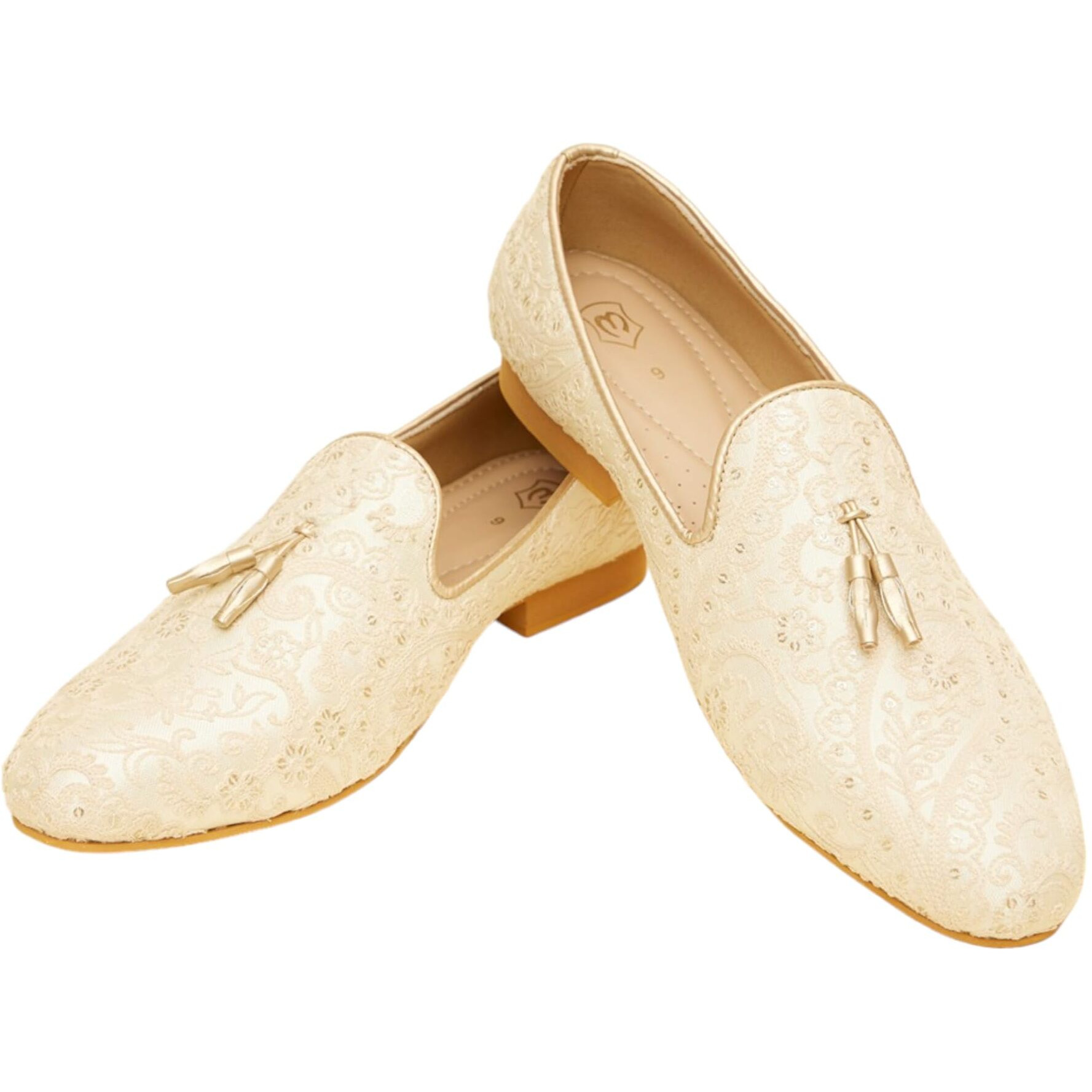 Manyavar Beige Cream Paisley and Floral Embroidered Jutis | Men's Ethnic Jutti | Juttis and Mojaris