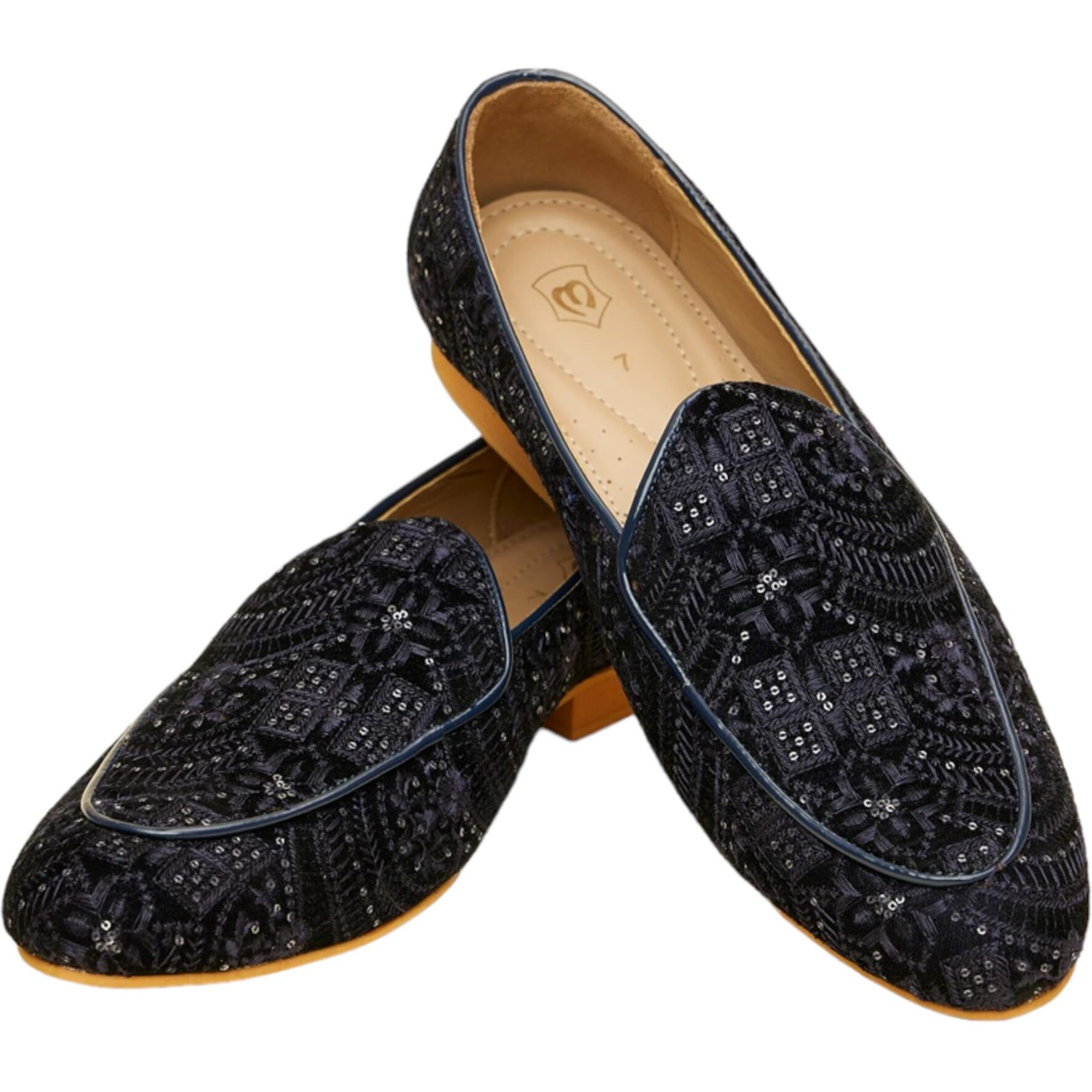 Manyavar Sapphire Blue Sequined Embroidered Jutti | Men's Ethnic Jutti | Juttis and Mojaris