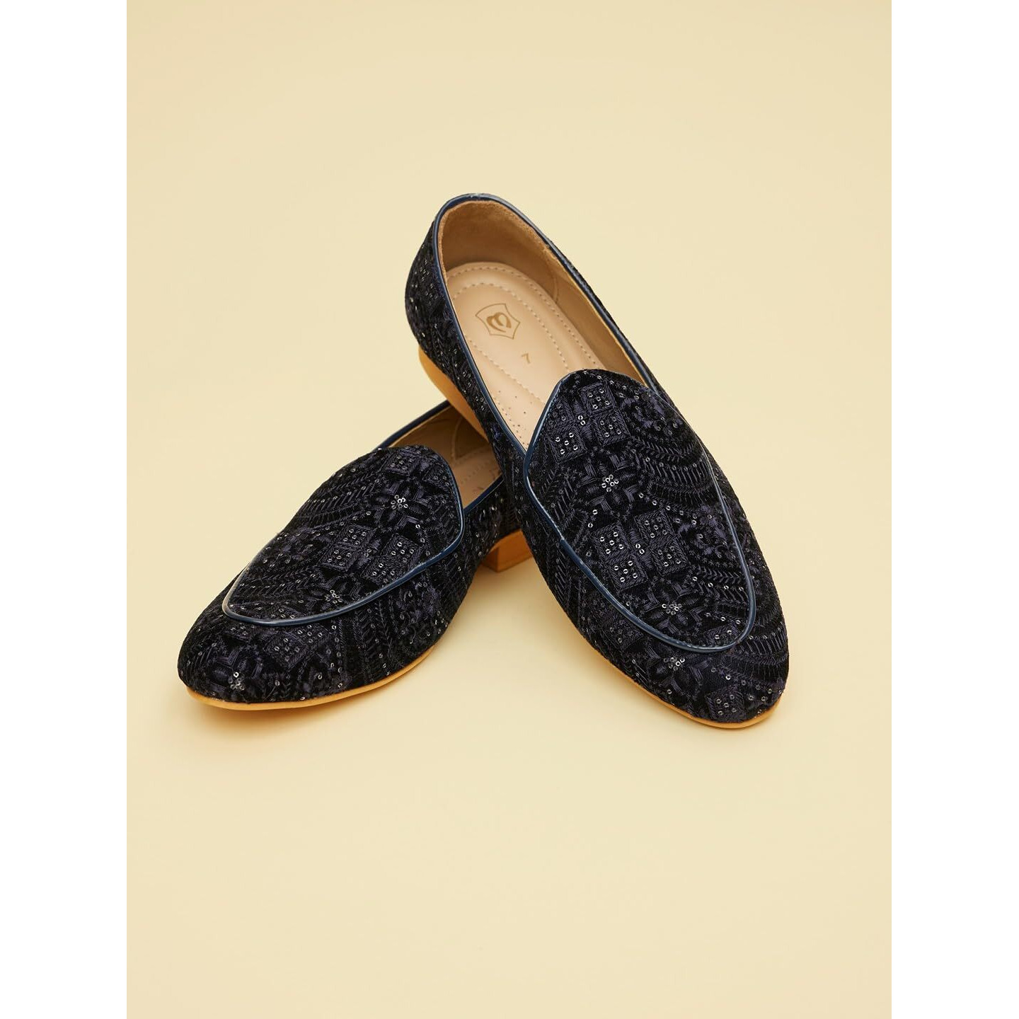 Manyavar Sapphire Blue Sequined Embroidered Jutti | Men's Ethnic Jutti | Juttis and Mojaris
