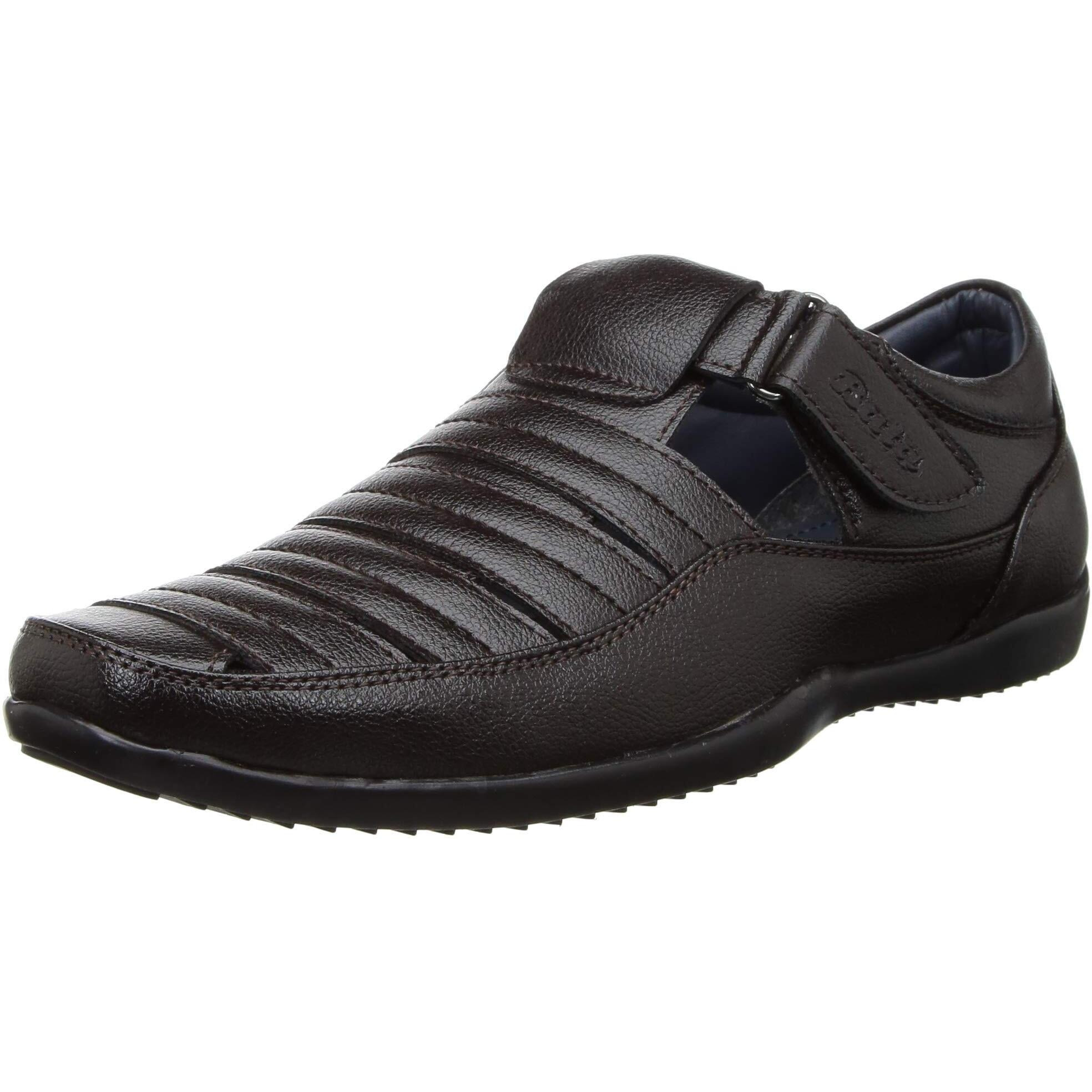 Bata Mens Boss-Grid Brown Sandals